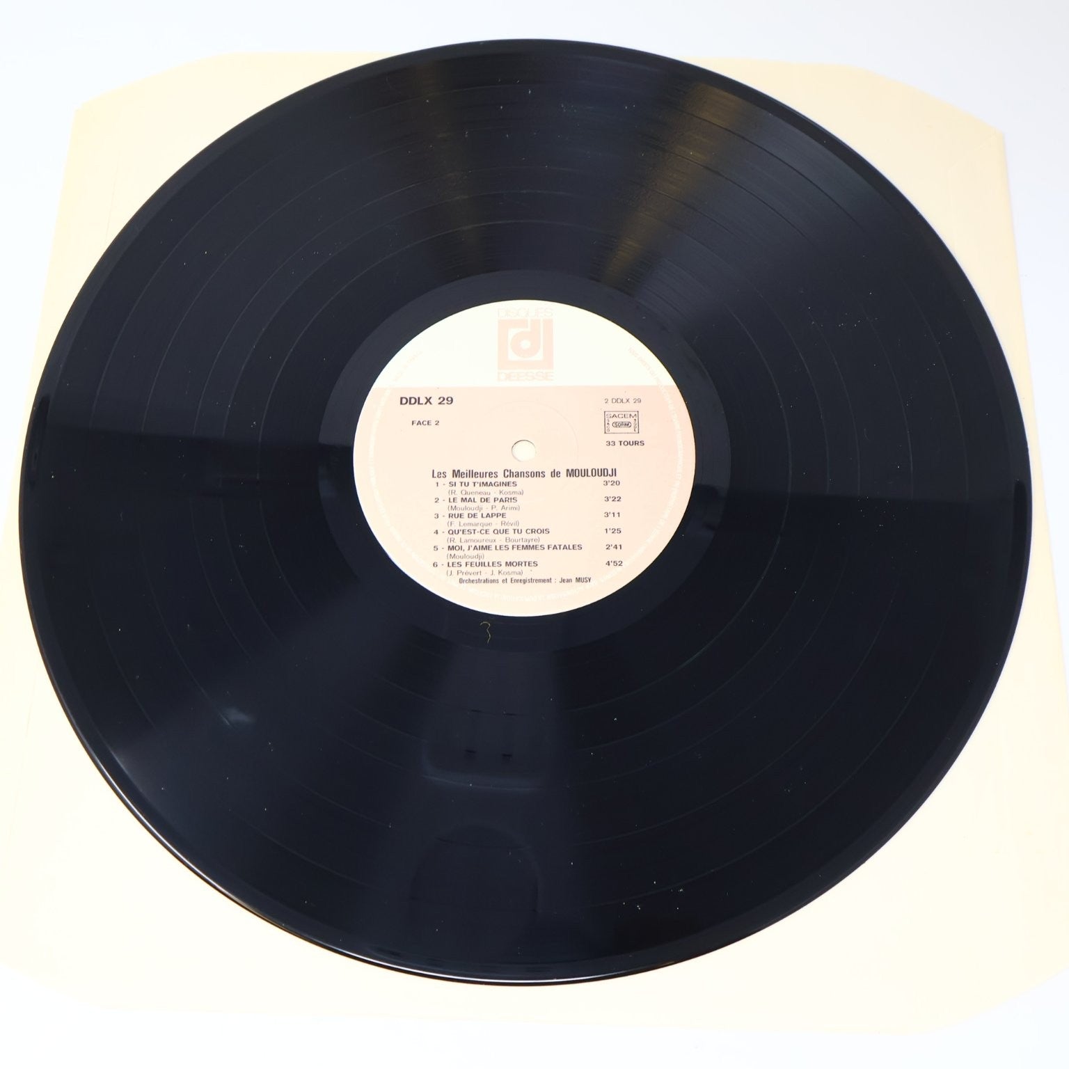 Mouloudji Les Meilleures Chansons 12" Record 1972 DDLX 29 Chanson 33RPM DDLX 29