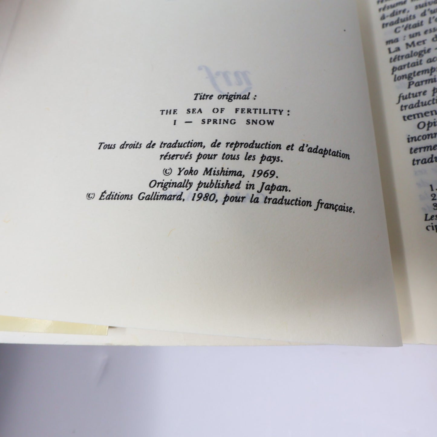 La Mer de la Fertilité #1-4 nrf Série Complète Lot 4 Livres Mishima Gallimard PB