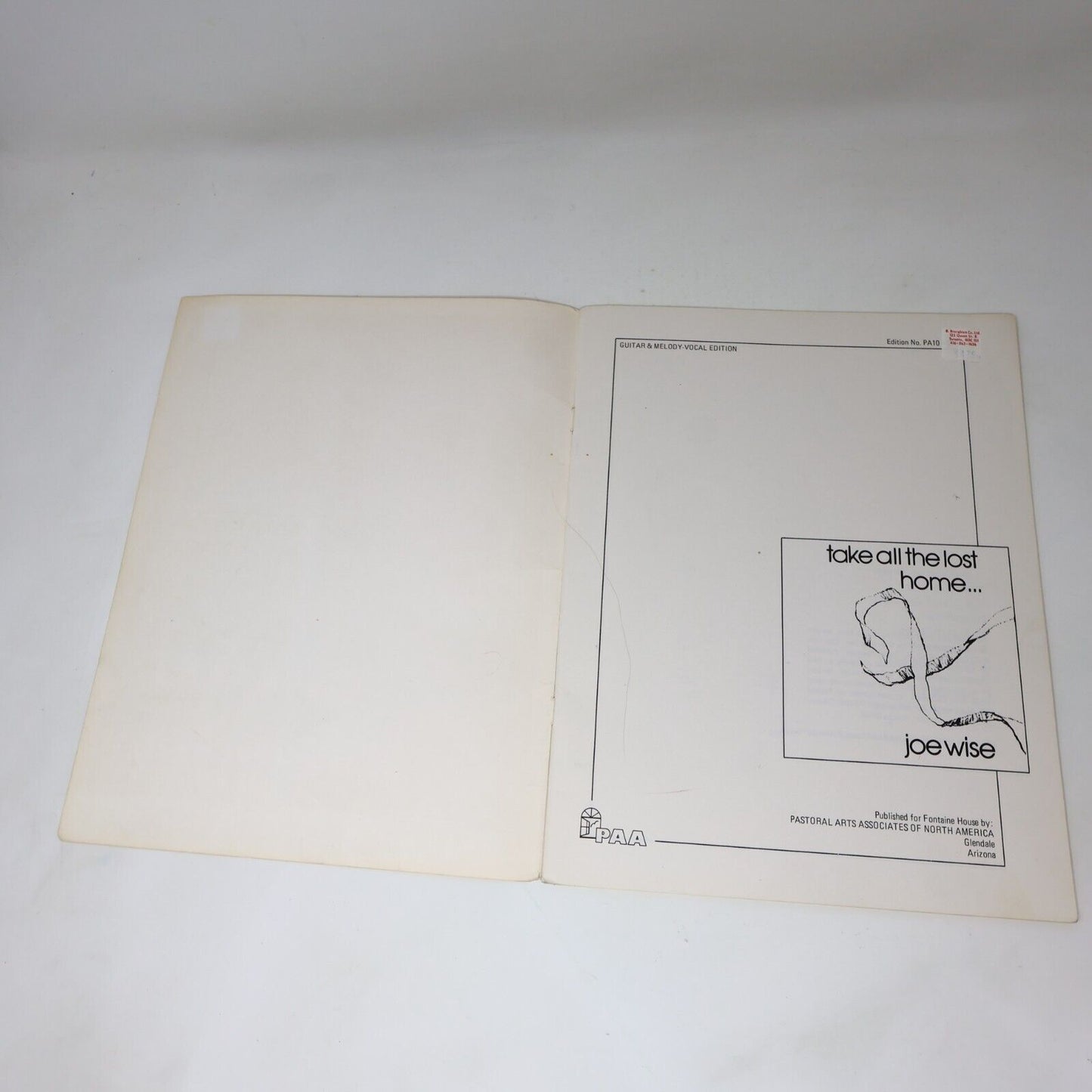 1977 Take All the Lost Home by Joe Wise Catholic Music Songbook Religious Sheet