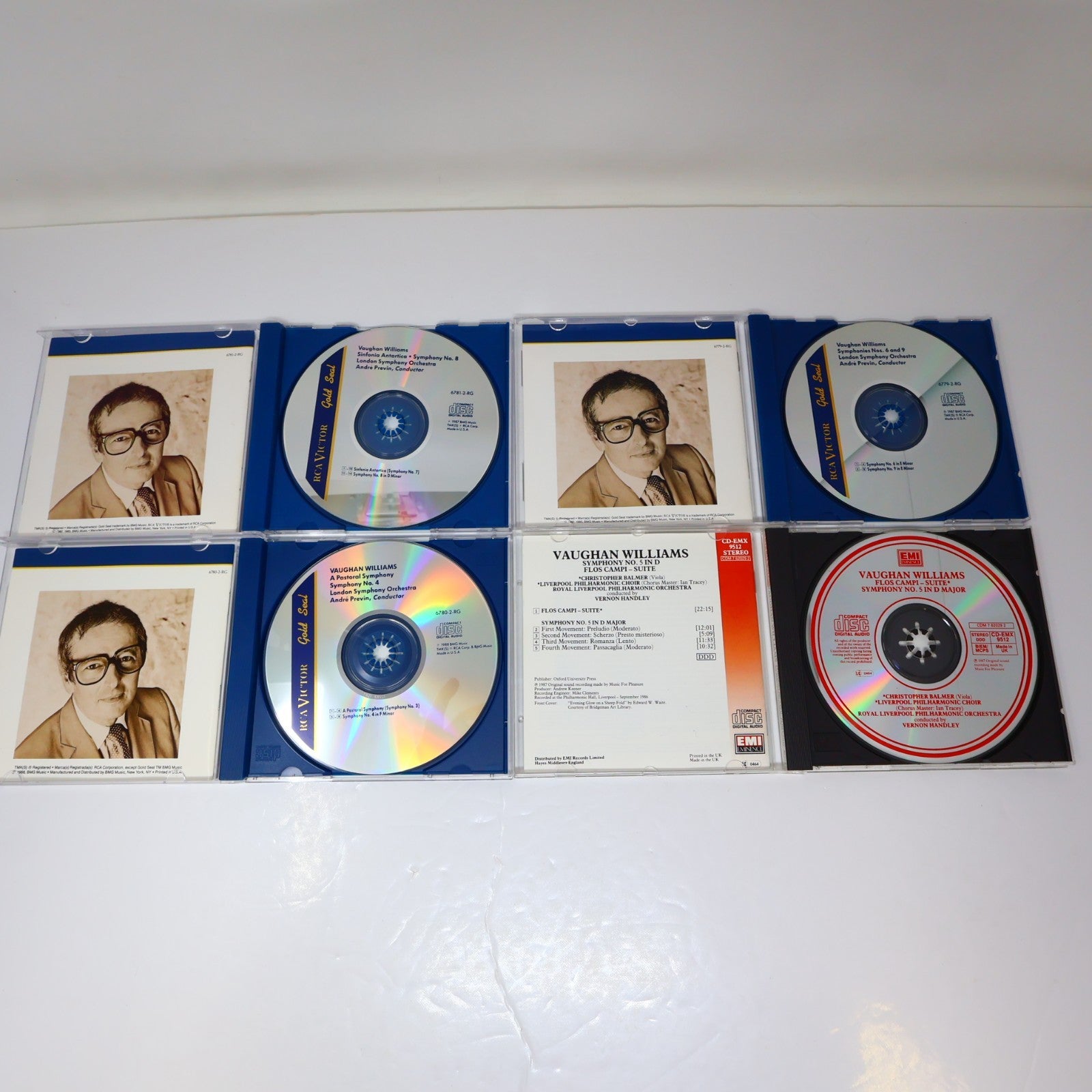 Ralph Vaughan Williams 7 CDs Lot Symphony #4-5-6 8-9/Sinfonia Antartica