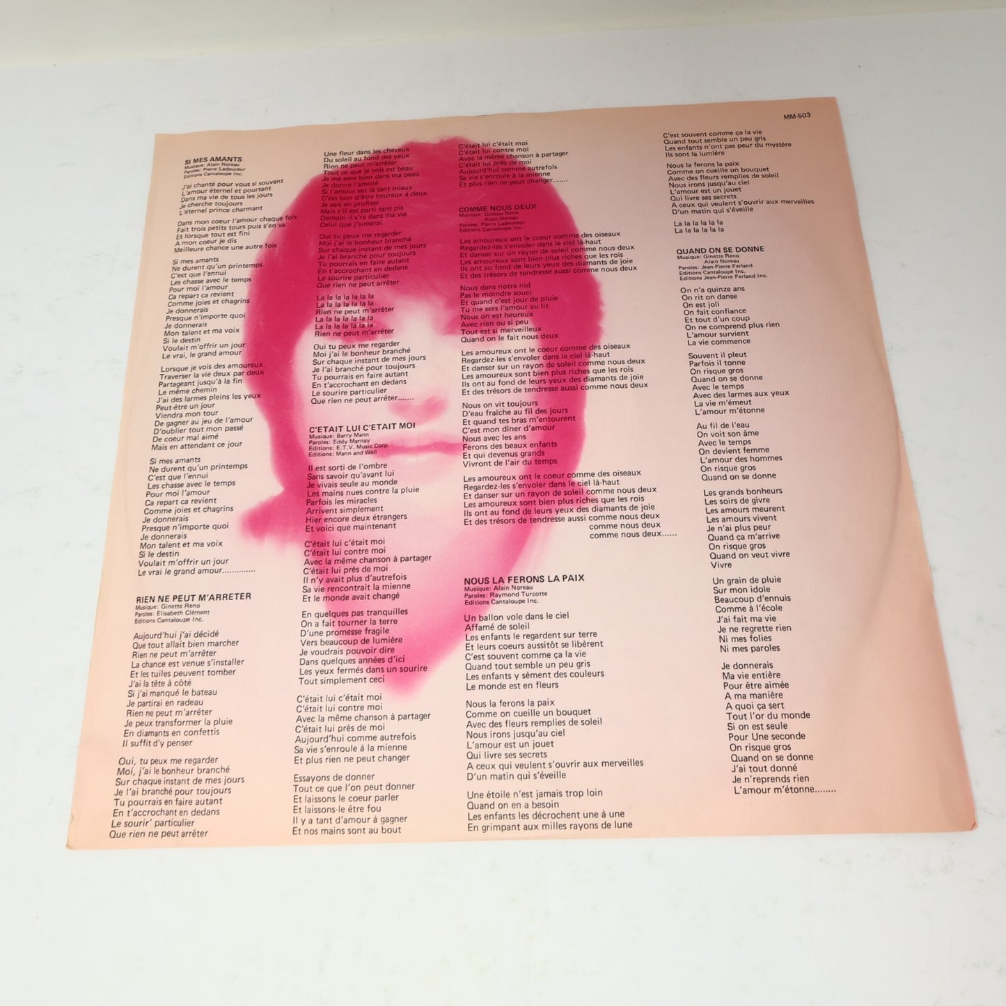 Ginette Reno Lot 6 Disques Record Aimons-nous/Quand On Se Donne/20 Grands Succès