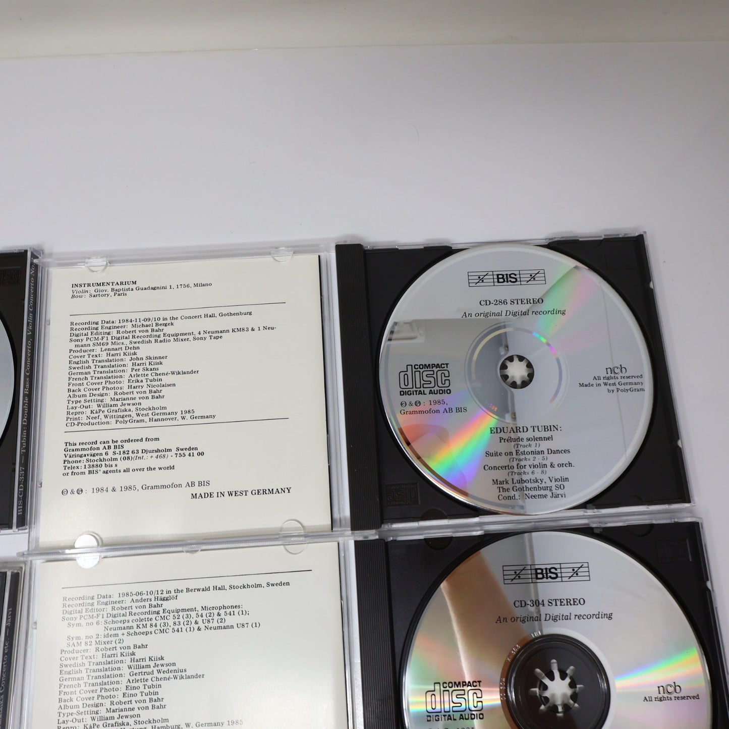 Eduard Tubin 10 CD Lot BIS Complete Violin-Viola-Piano/Symphonies #1-10 N. Järvi