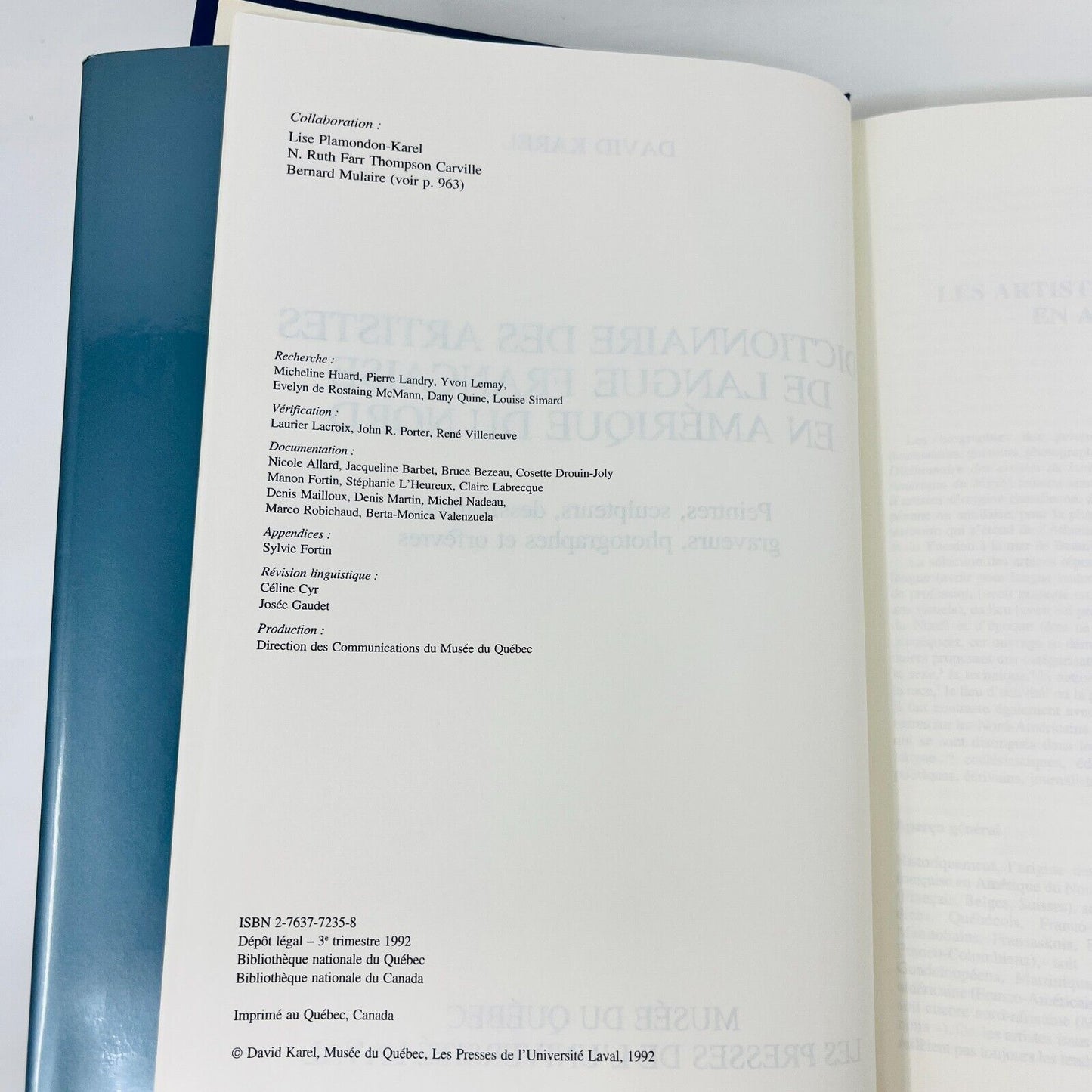 Dictionnaire des Artistes de Langue Française en Amérique du Nord de David Karel