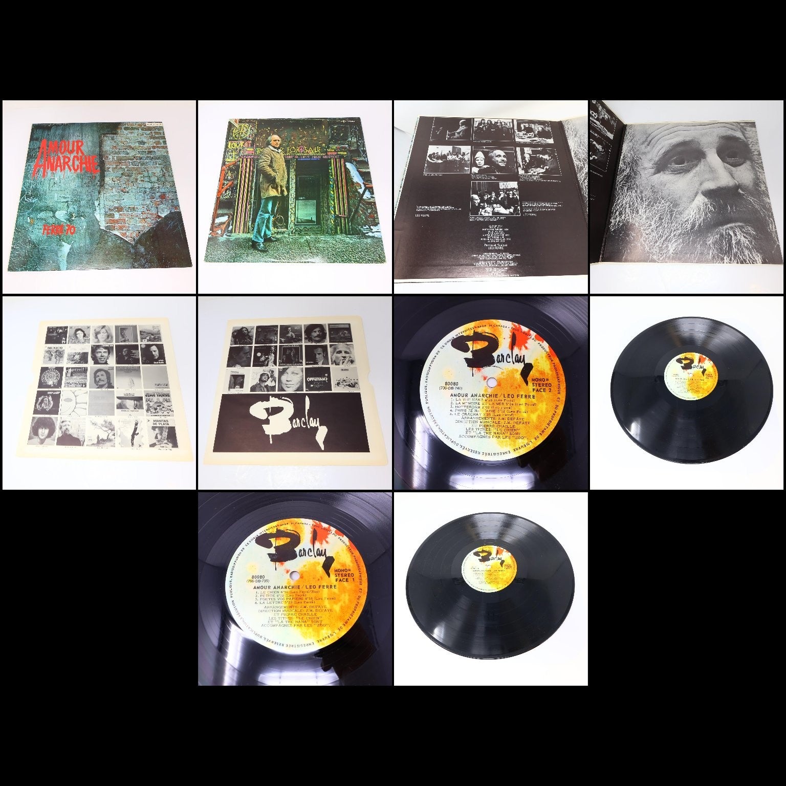 Léo Ferré Lot 10 Disques LP Record Amour Anarchie #1-2/Ludwig/Je Te Donne/Frime