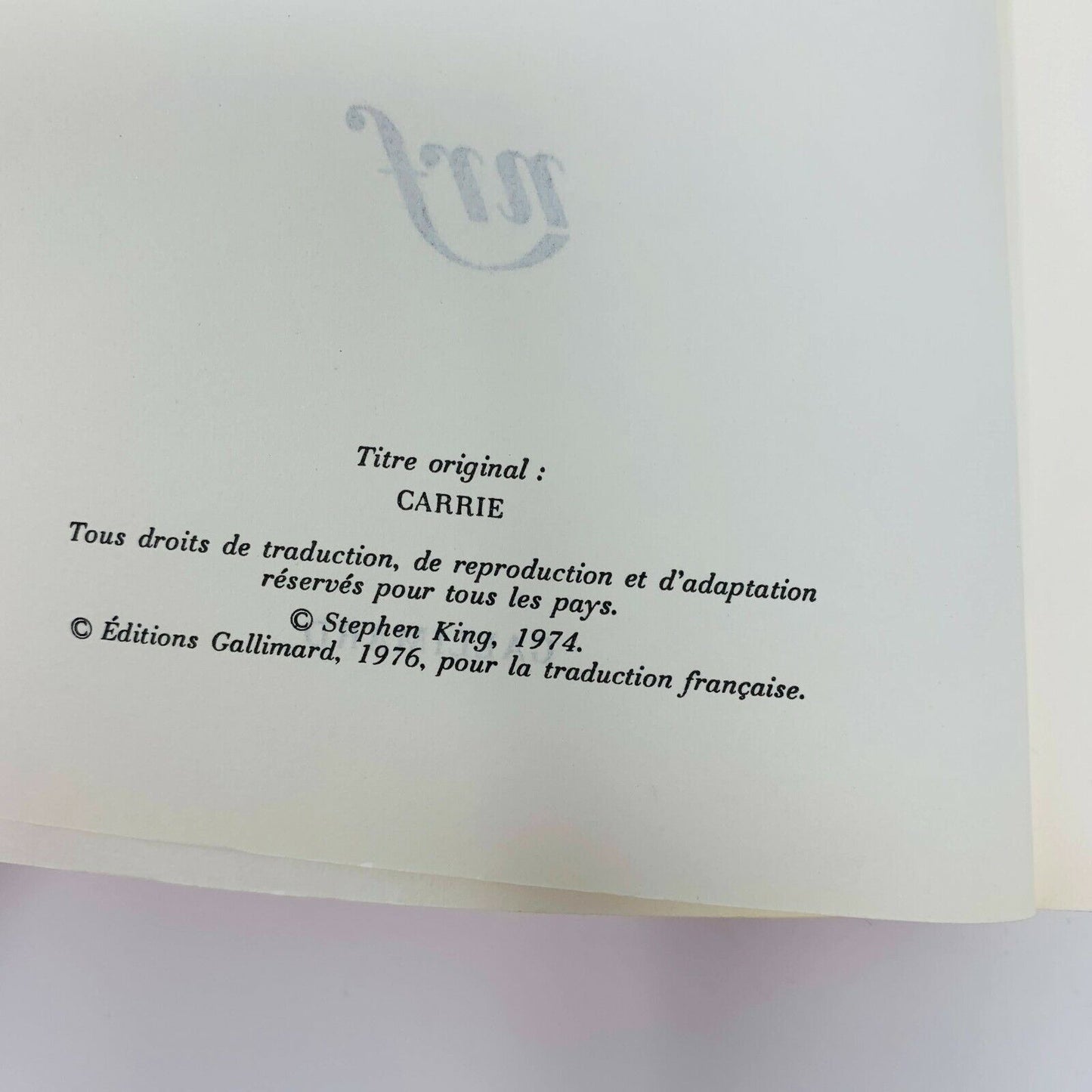 1976 Carrie Gallimard nrf Stephen King 1st Edition France Français French Livre