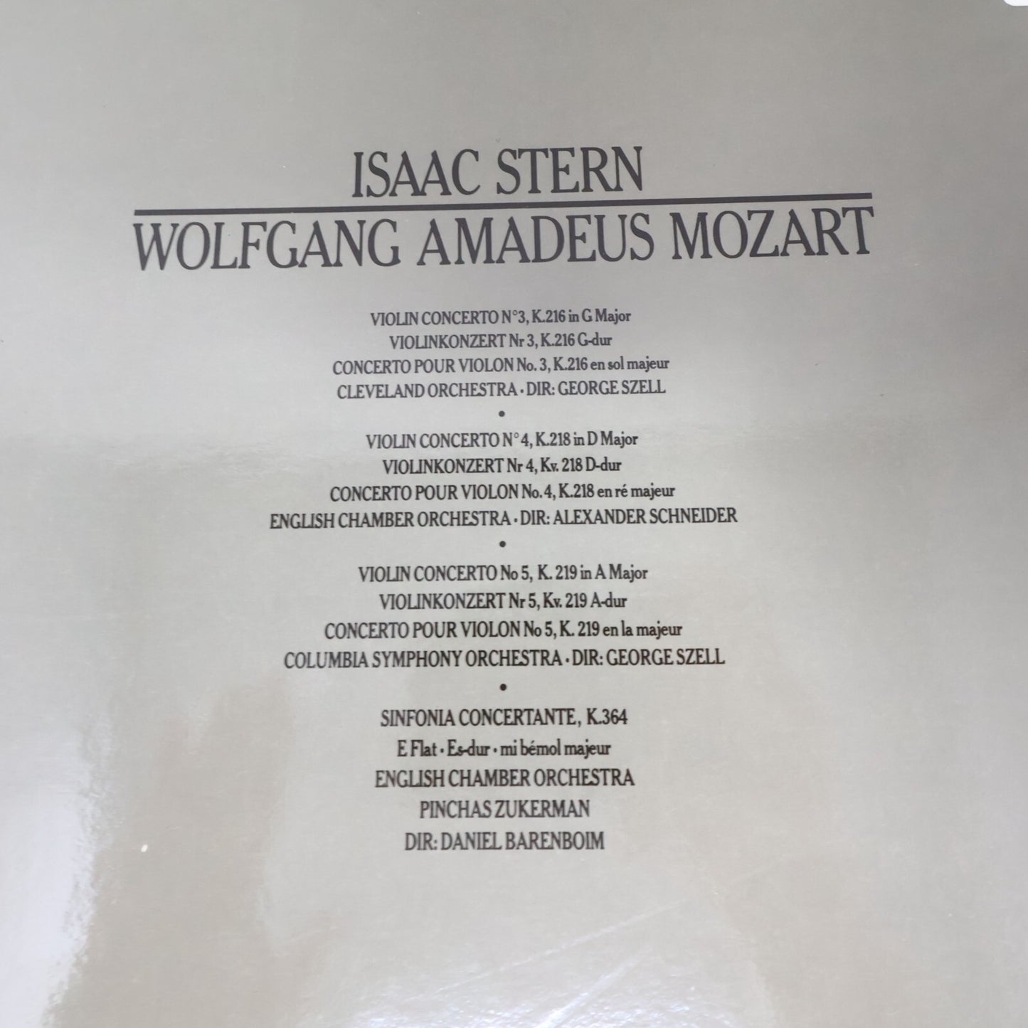 Isaac Stern Mozart Violin Concerti 3·4·5 1981 2x LP Record Vinyl Box Set 79236