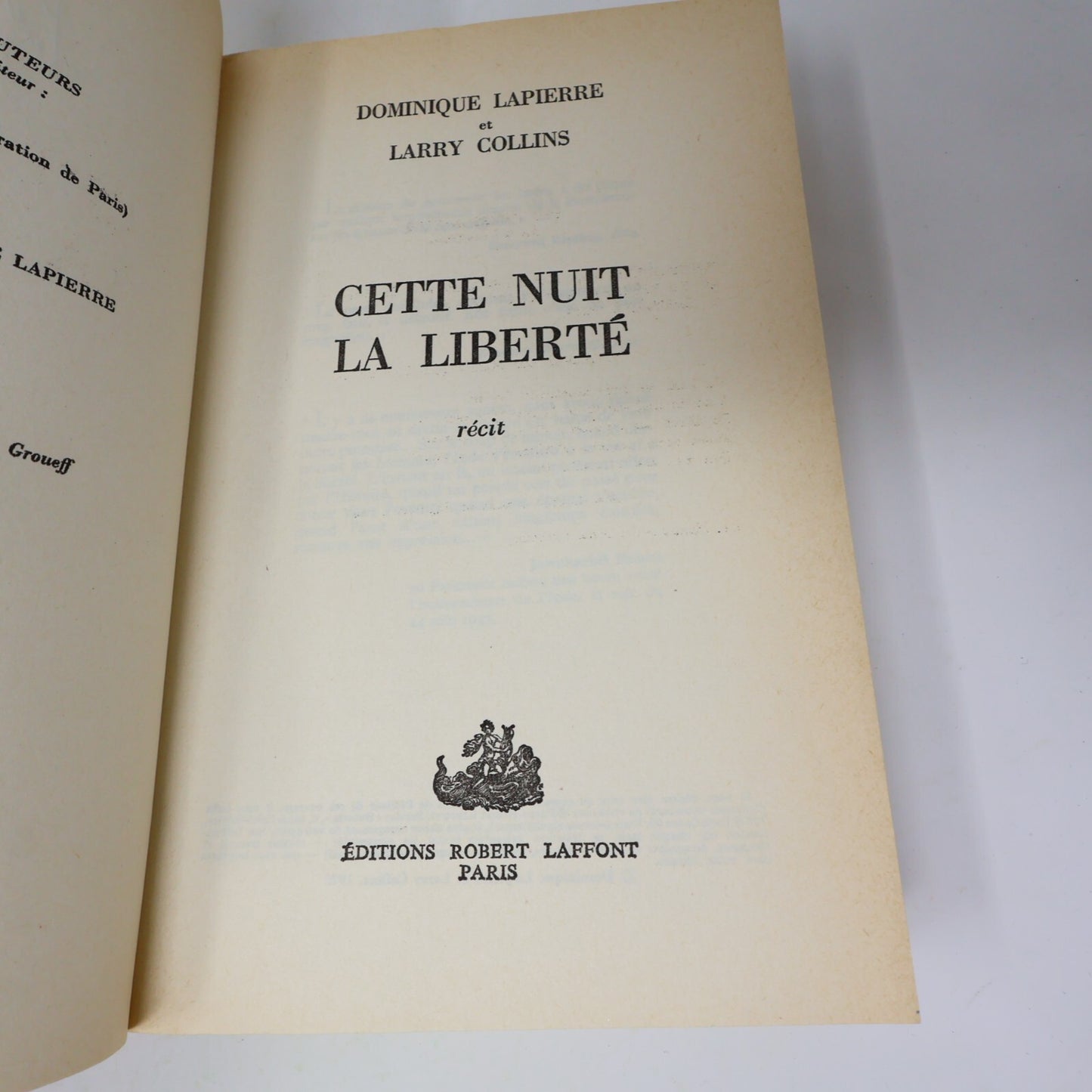 Dominique Lapierre/Larry Collins Lot 2 Livres Ô Jérusalem/Cette Nuit la Liberté