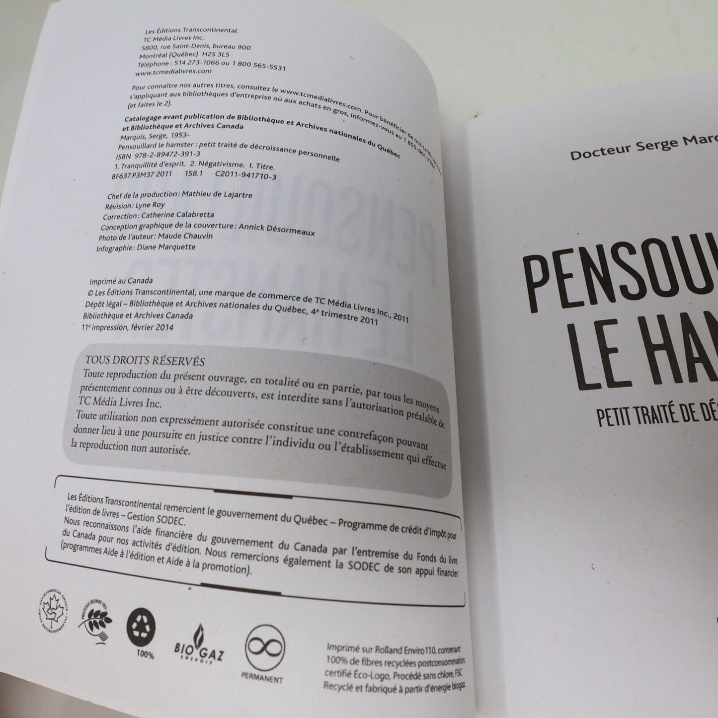 2011 Pensouillard le Hamster Dr Serge Marquis Croissance Personnelle Psychologie
