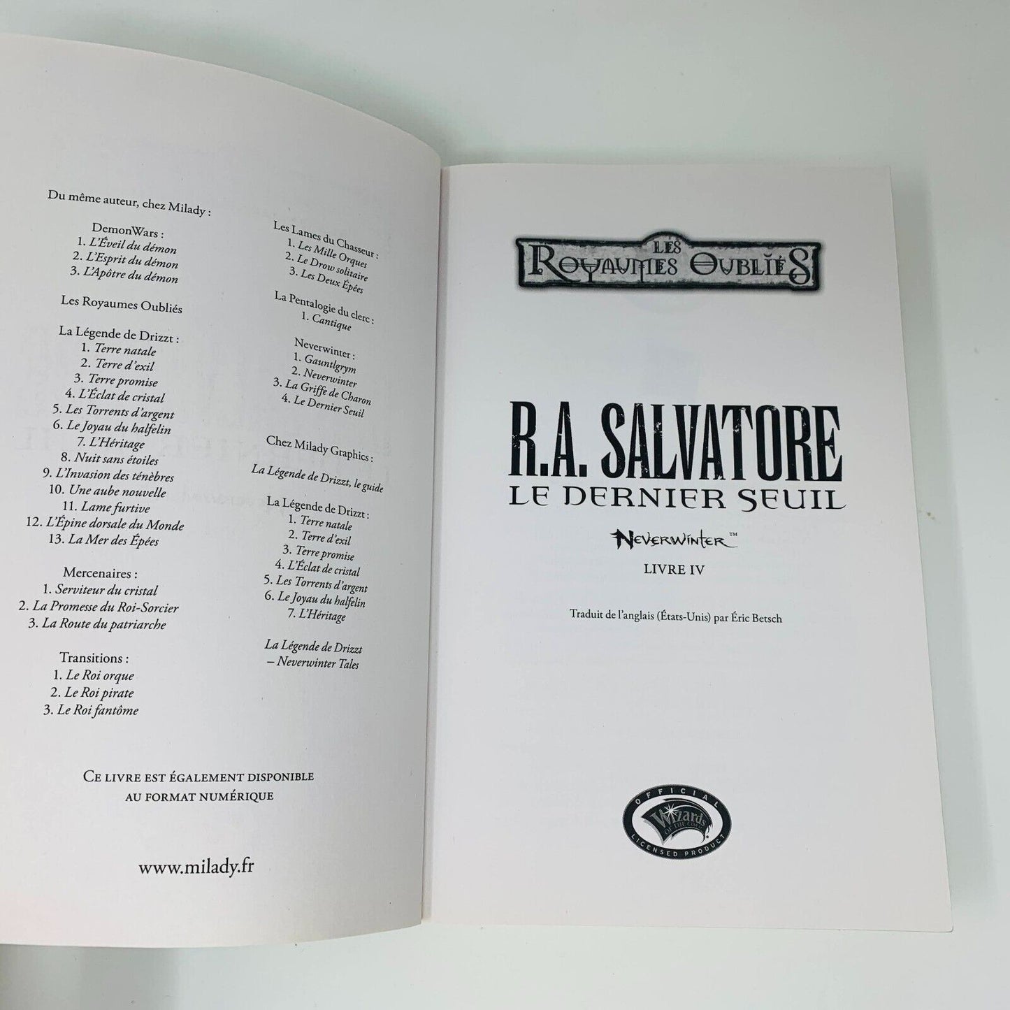 Le Dernier Seuil Neverwinter Livre IV 4 Grand Format Milady D&D Royaumes Oubliés