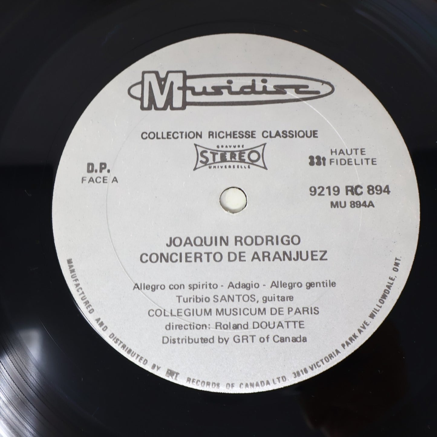 Concierto De Aranjuez Rodrigo Turibio Santos Douatte Disque Record Vinyl RC 894