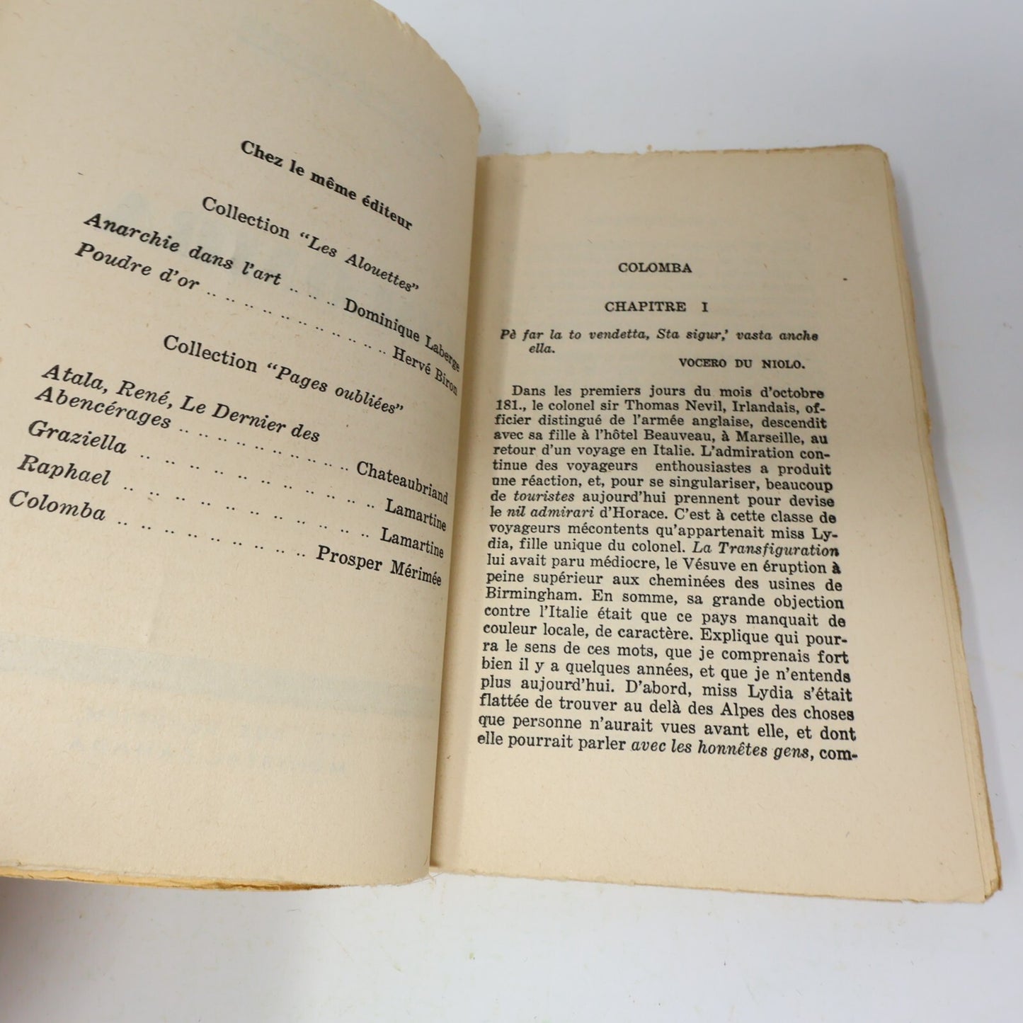 Colomba Prosper Mérimée Éditions Fernand Pilon Vintage Littérature Roman Livre