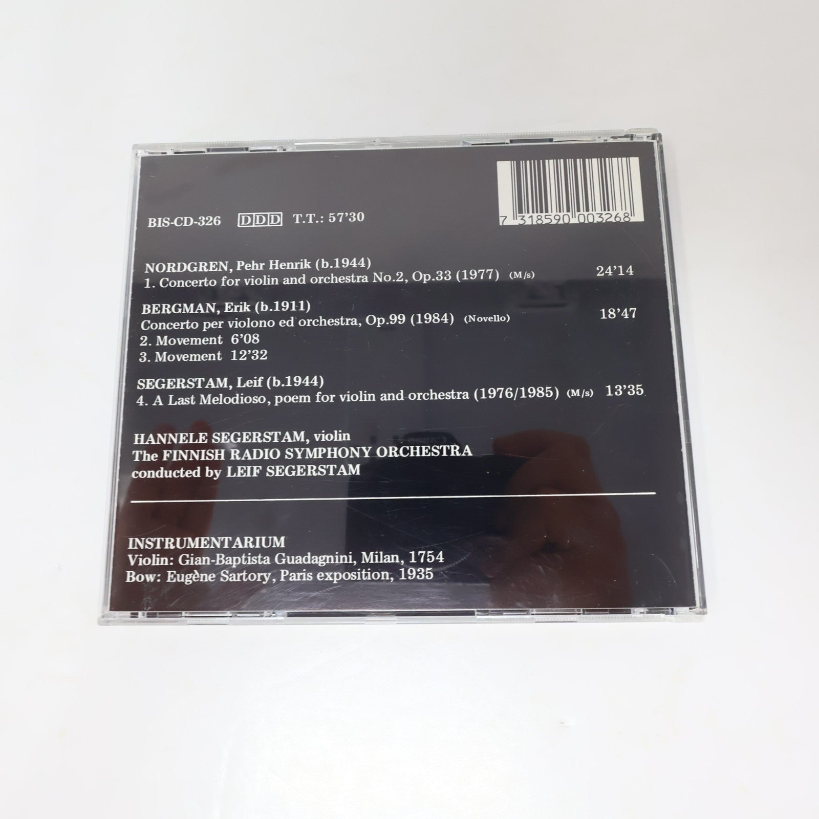 Nordgren/Bergman/Segerstam CD Finnish Violin Concertos BIS 1986 Made in Japan