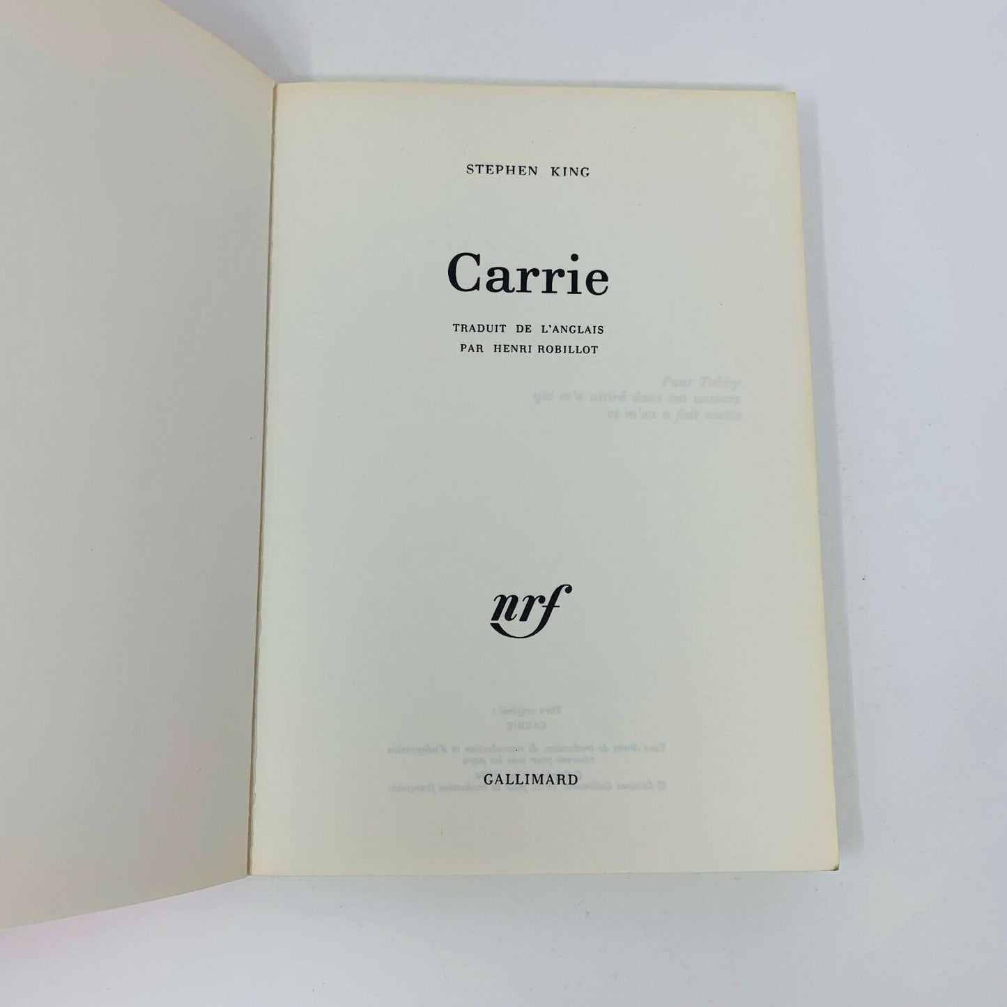 1976 Carrie Gallimard nrf Stephen King 1st Edition France Français French Livre