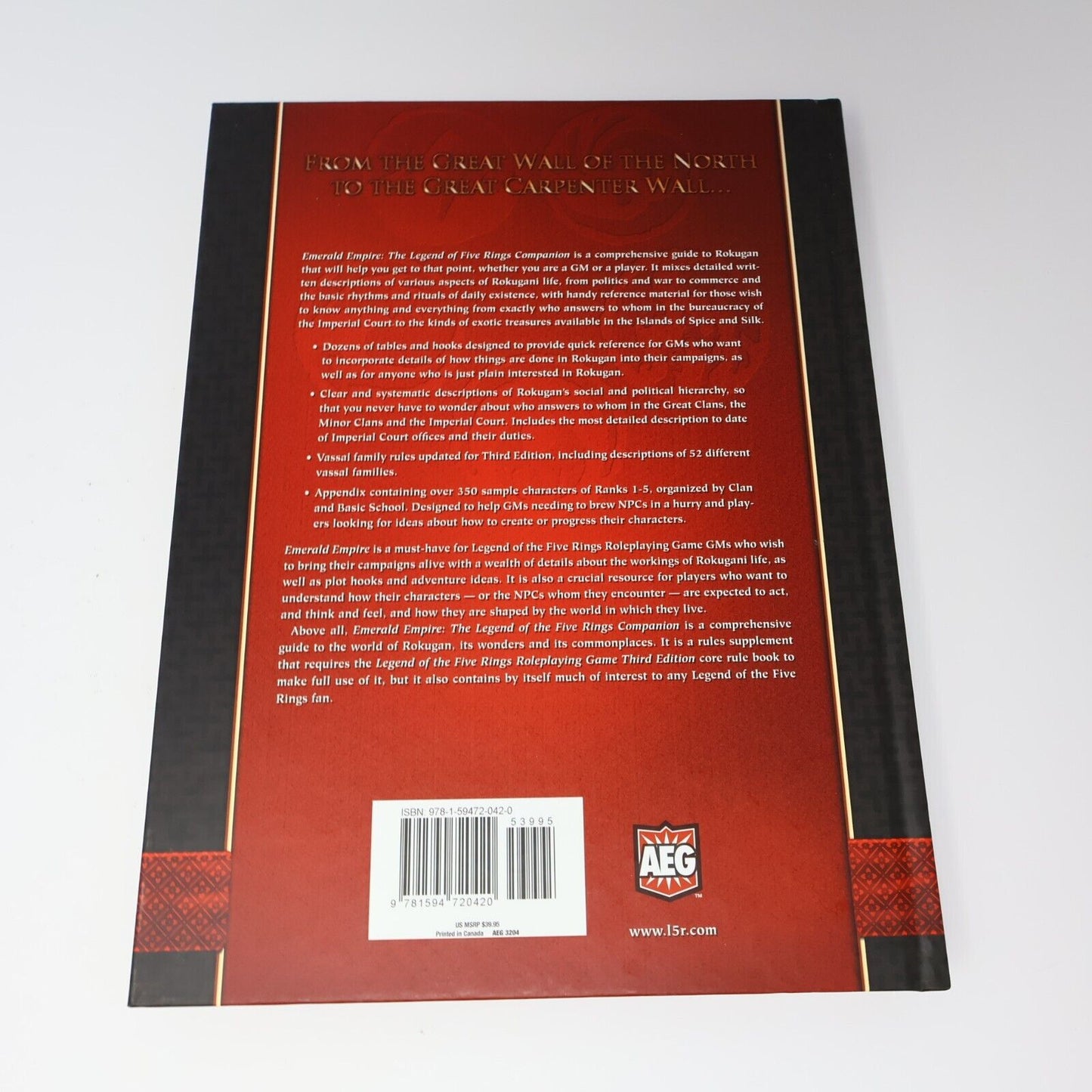 2007 Emerald Empire the Legend of the Five Rings Companion L5R Hardcover HC AEG