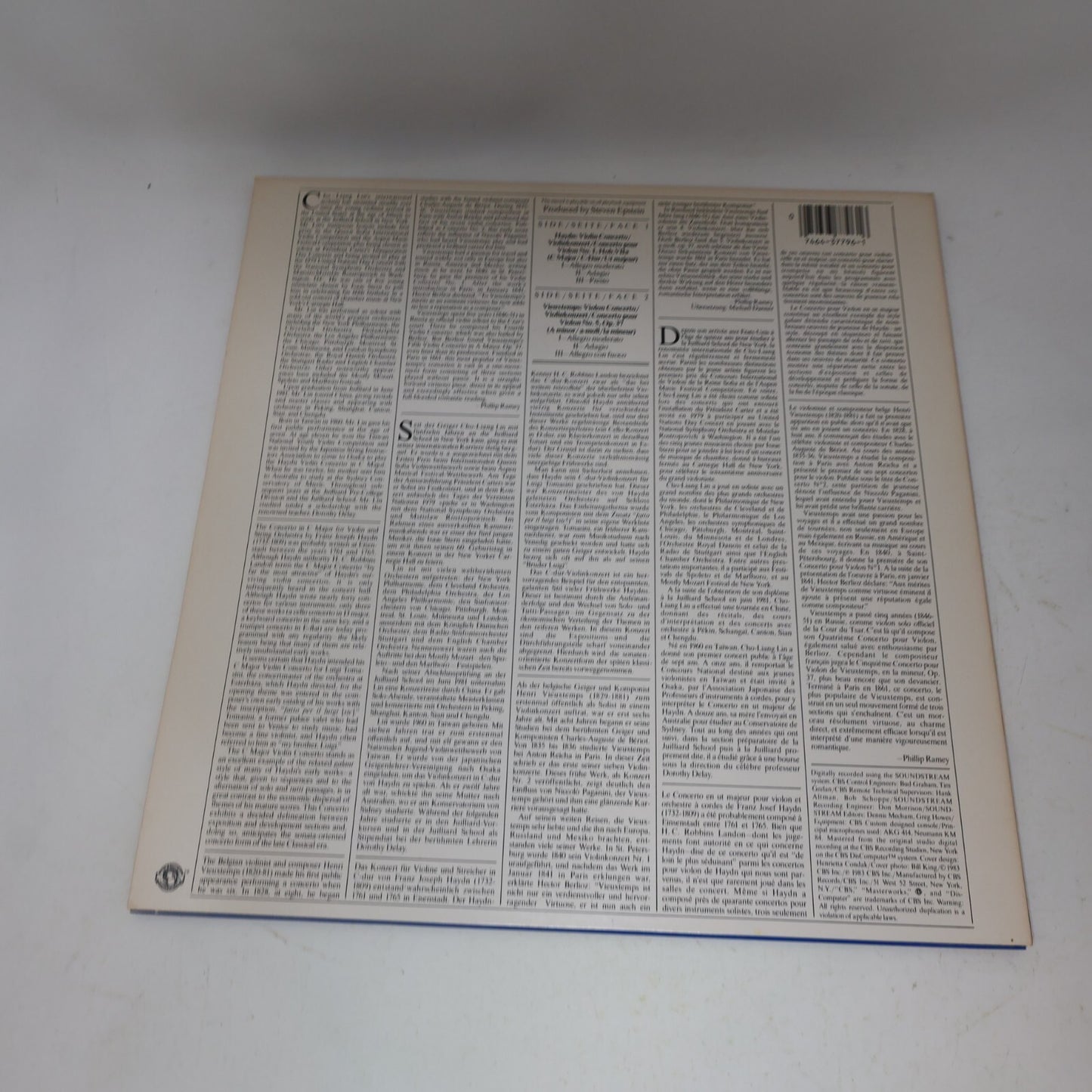 Cho-Liang Lin Haydn Vieuxtemps Violin Concerto Marriner LP Record Masterworks