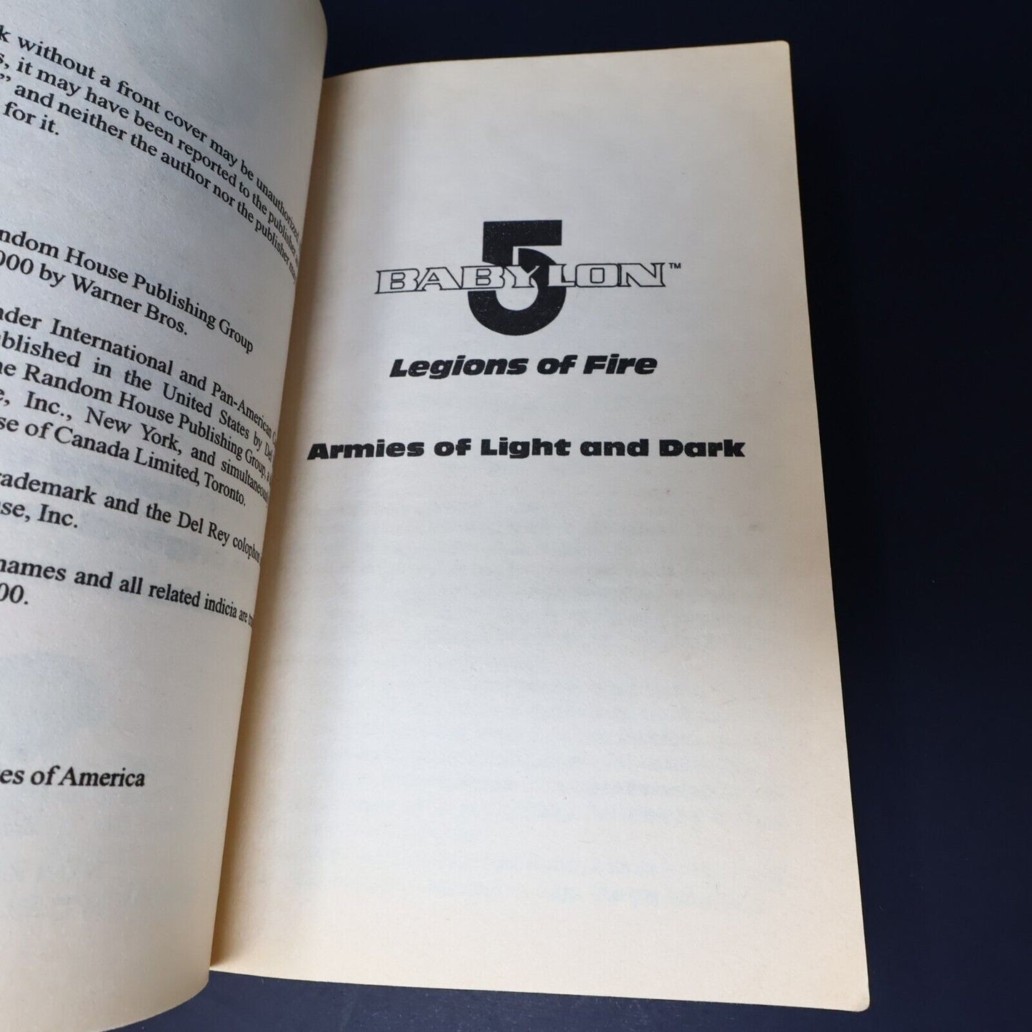 2000 Legions of Fire #2 Armies of Light and Dark Babylon 5 by Peter David Book