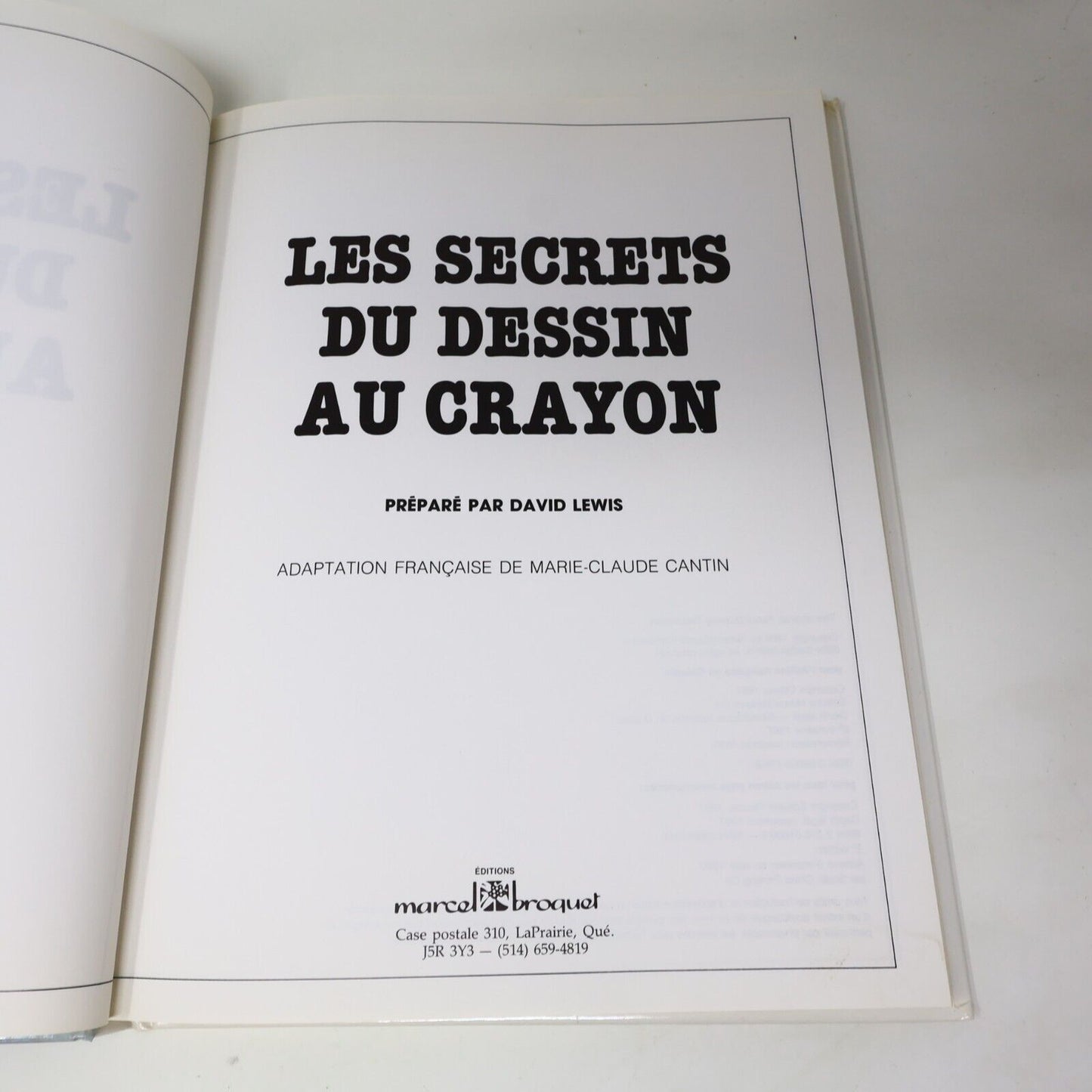 1987 Les Secrets du Dessin au Crayon de David Lewis Dessiner Broquet Français HC