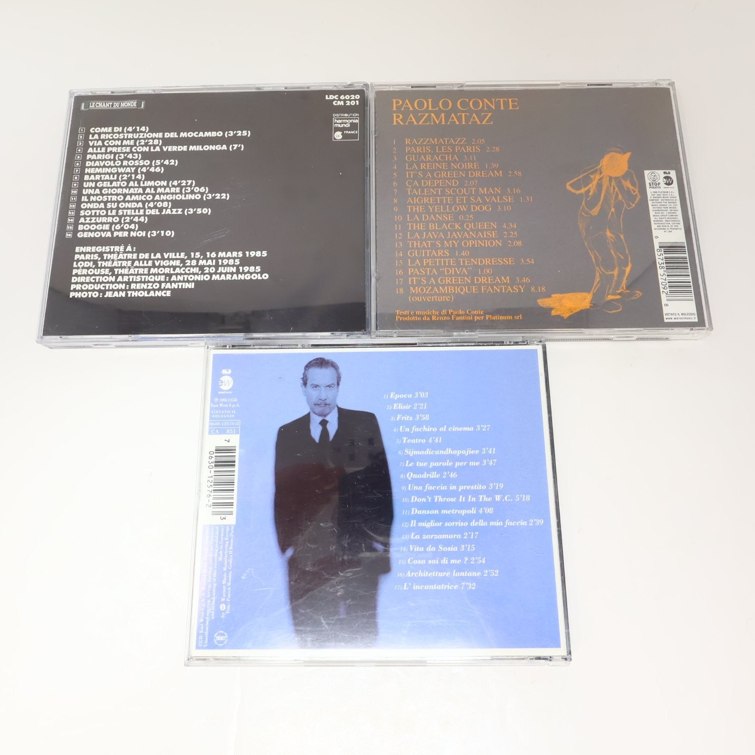 Paolo Conte 3 CD Lot Razmataz/Una Faccia in Prestito/En Concert Jazz World Music