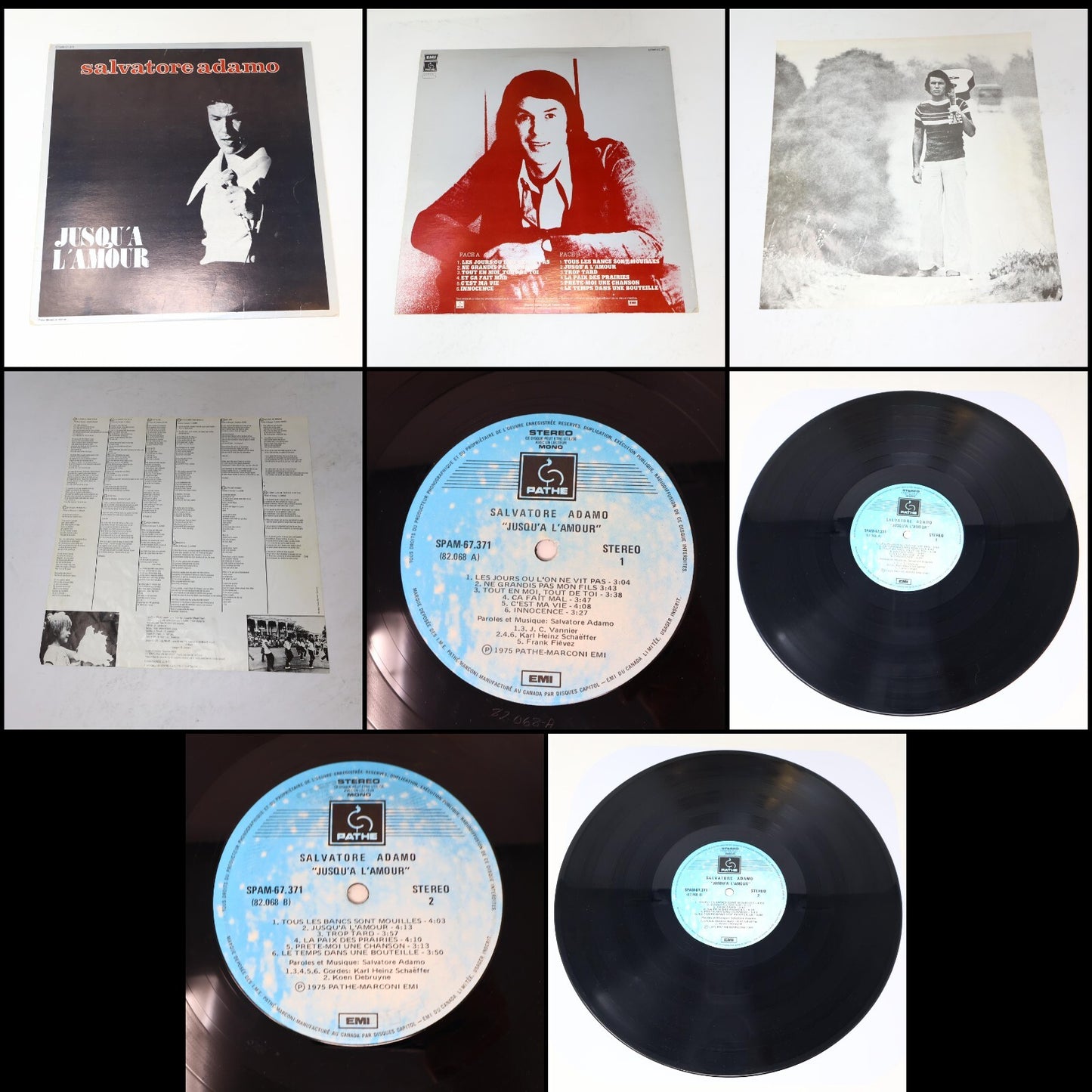 Adamo Lot 8 Disques Pauvre Liberté/Olympia 71/Jusqu'à L'Amour Record Vinyl LP