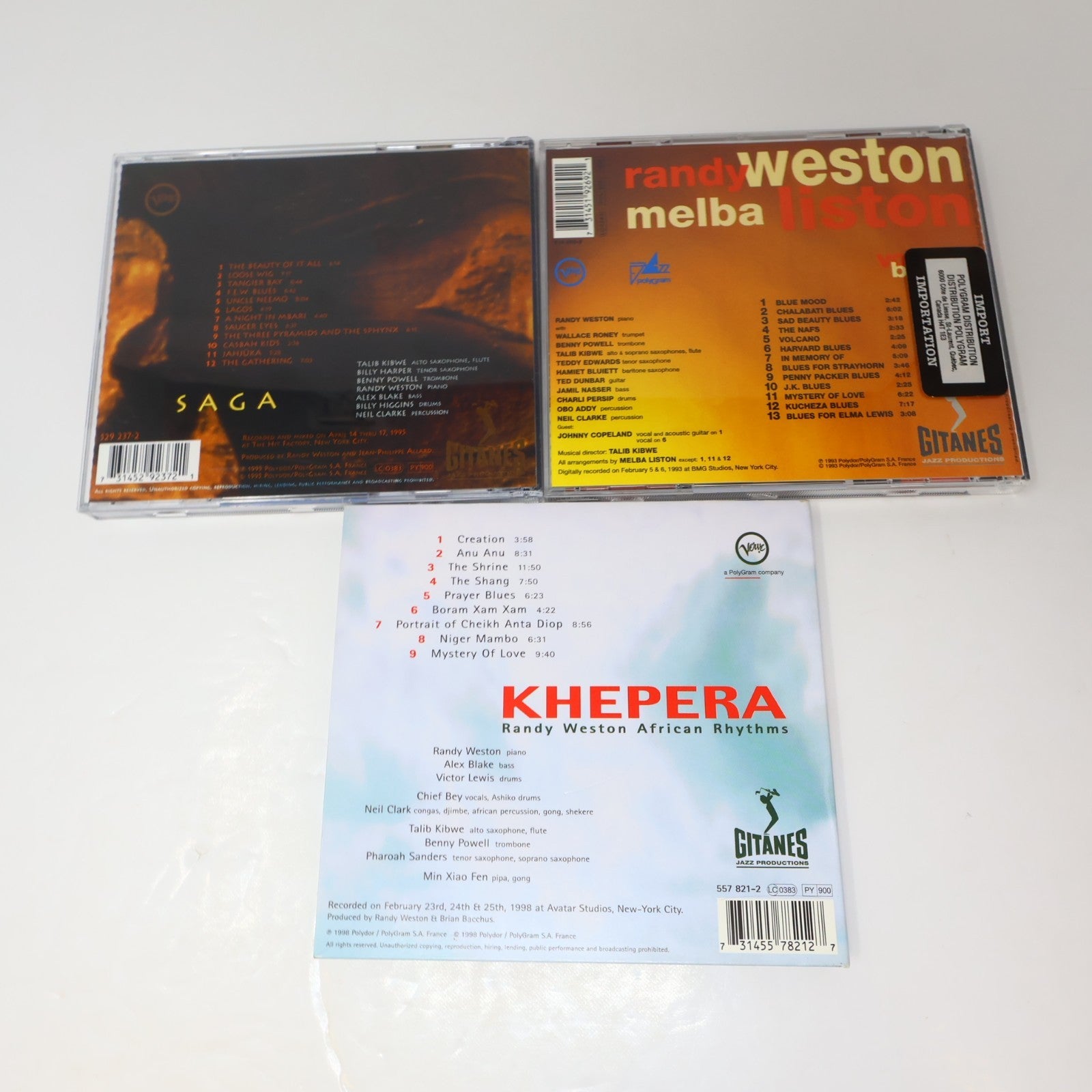 Randy Weston/Melba Liston 3 CDs Lot Verve Khepera/Saga/Volcano Blues Jazz 90s