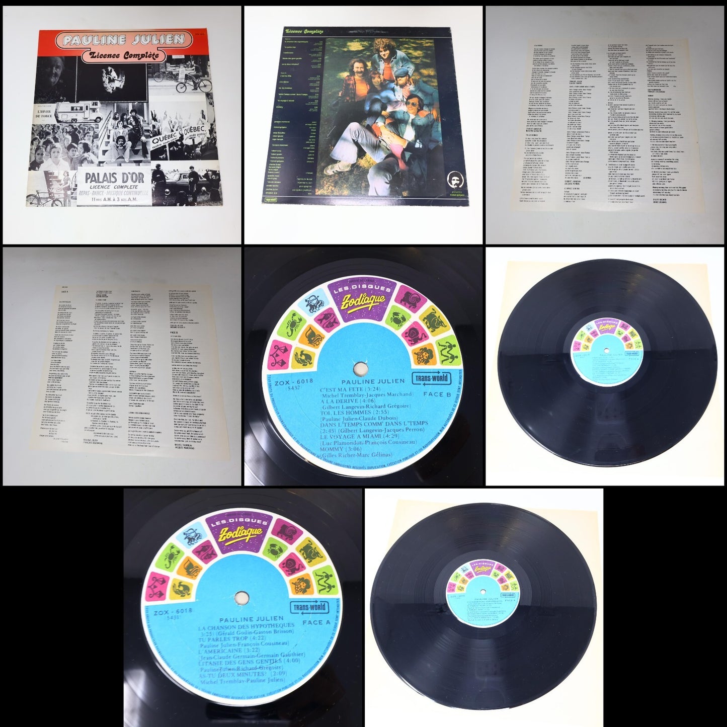 Rock/Pop/Folk/Funk Québécois 70s Lot 8 Disques Toubabou/Julien/Barde/Connivence