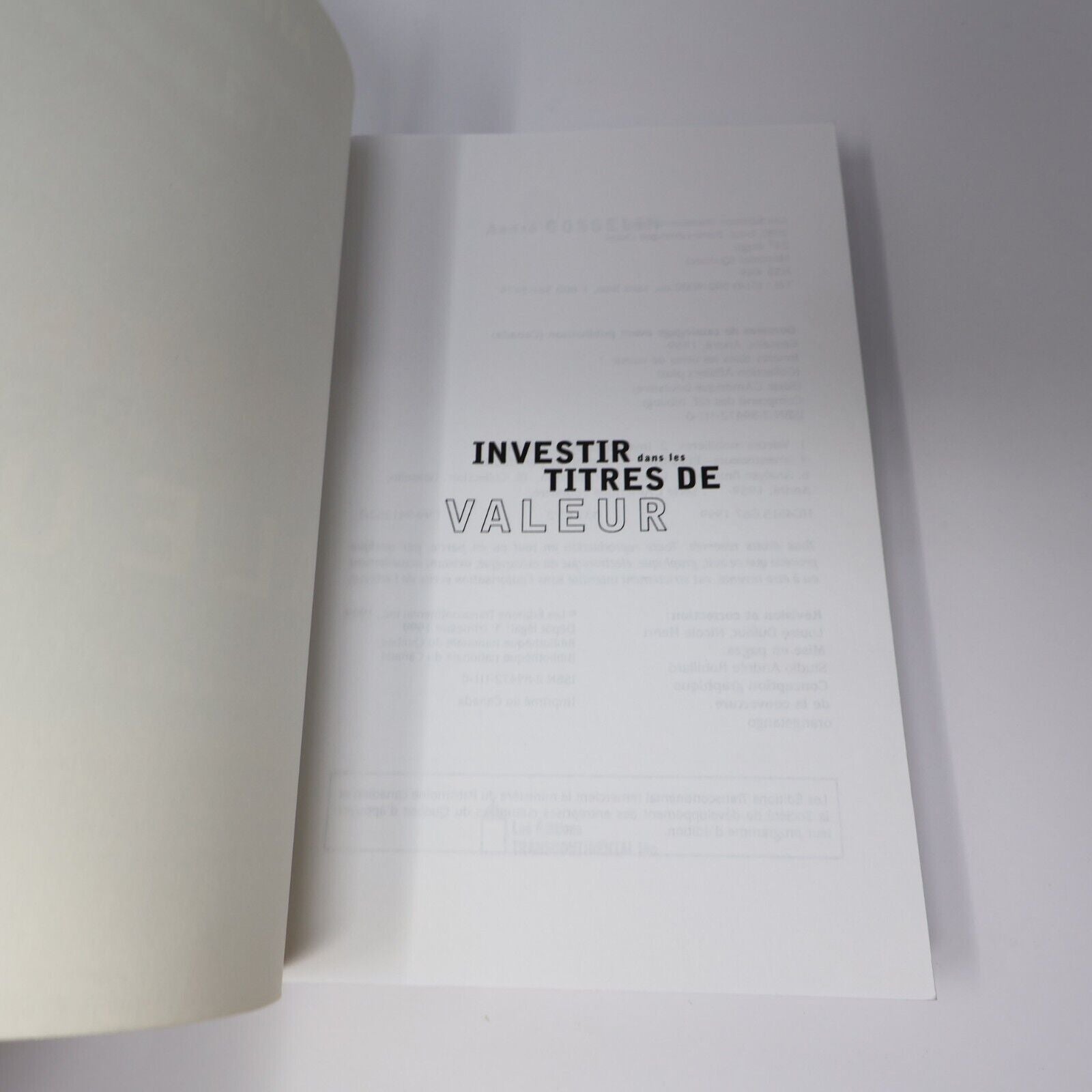 1999 Investir dans les Titres de Valeur L'Amérique Boursière #1 Affaires Plus PB
