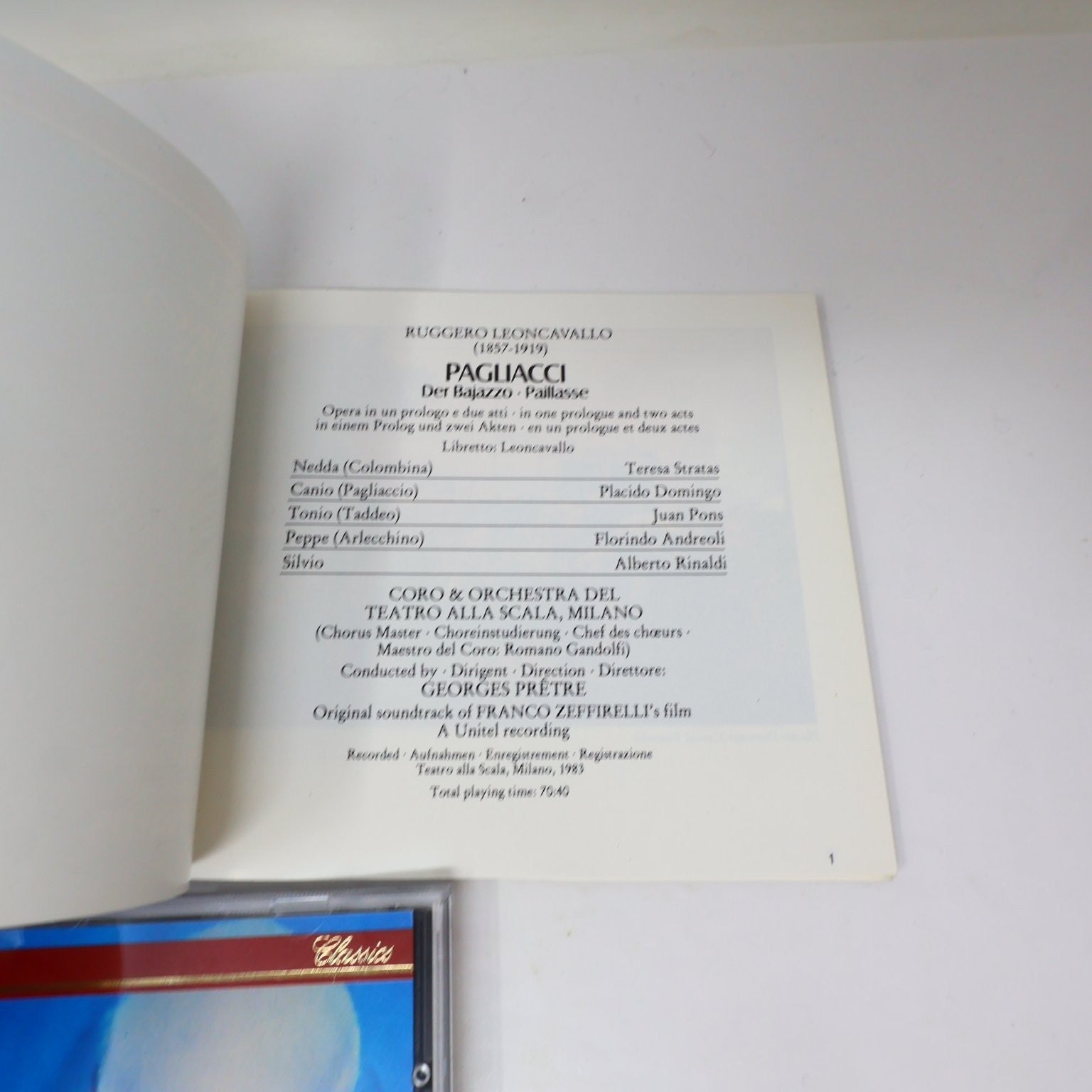 Leoncavallo Pagliacci CD 1983 Georges Prêtre Philips Classics Domingo/Stratas