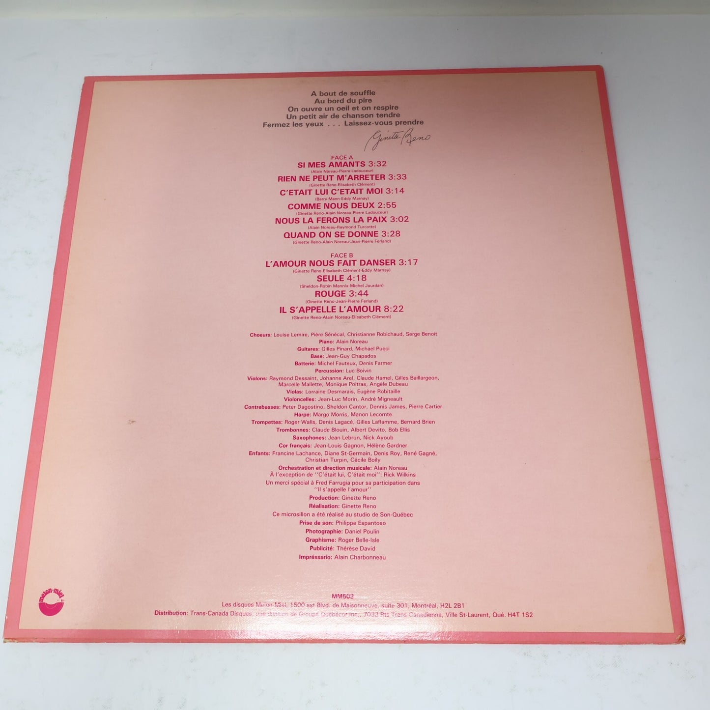 Ginette Reno Lot 6 Disques Record Aimons-nous/Quand On Se Donne/20 Grands Succès