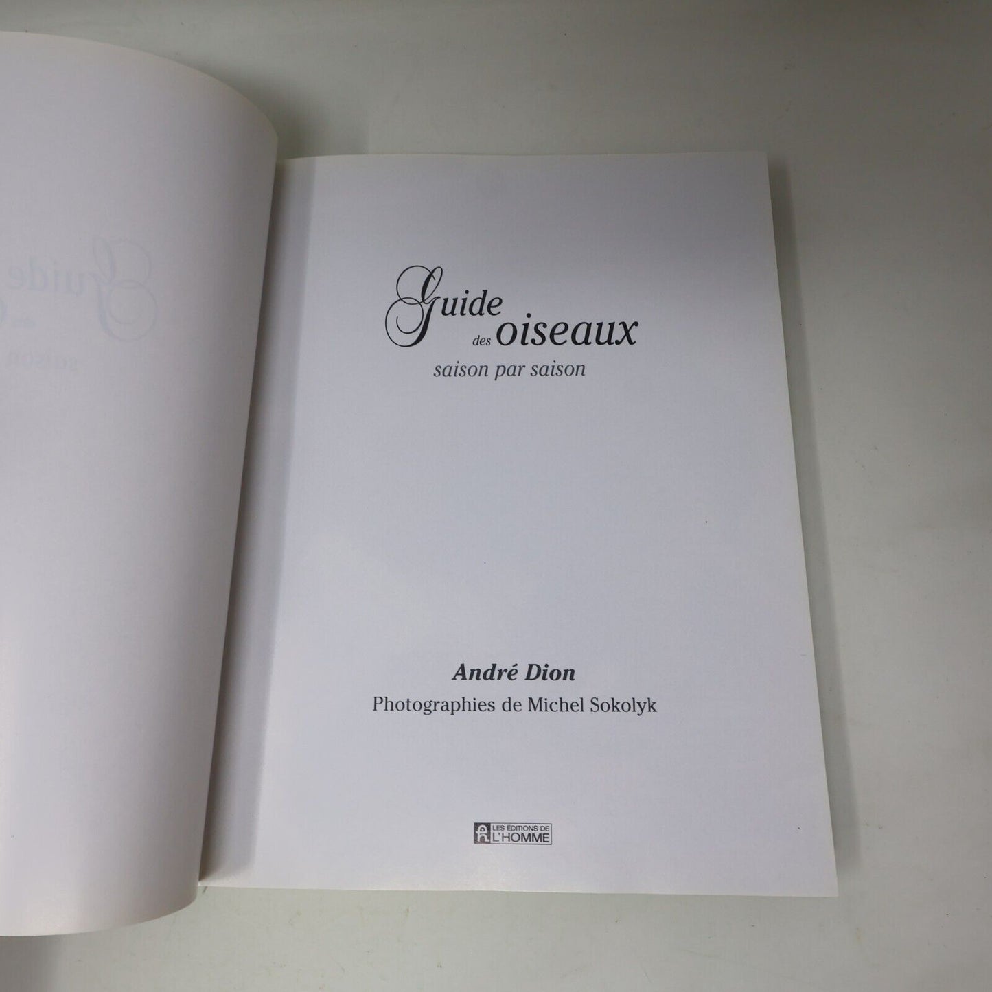 1995 Guide des Oiseaux Saison par Saison Dion/Sokolyk Ornithologie Animaux Livre
