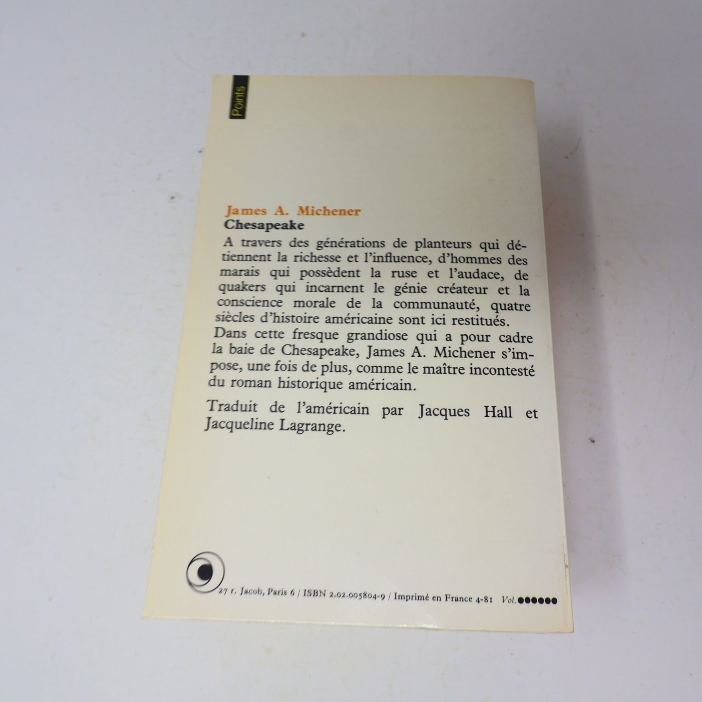 James Albert Michener Lot 2 Livres Chesapeake/L'Alliance Français French Seuil