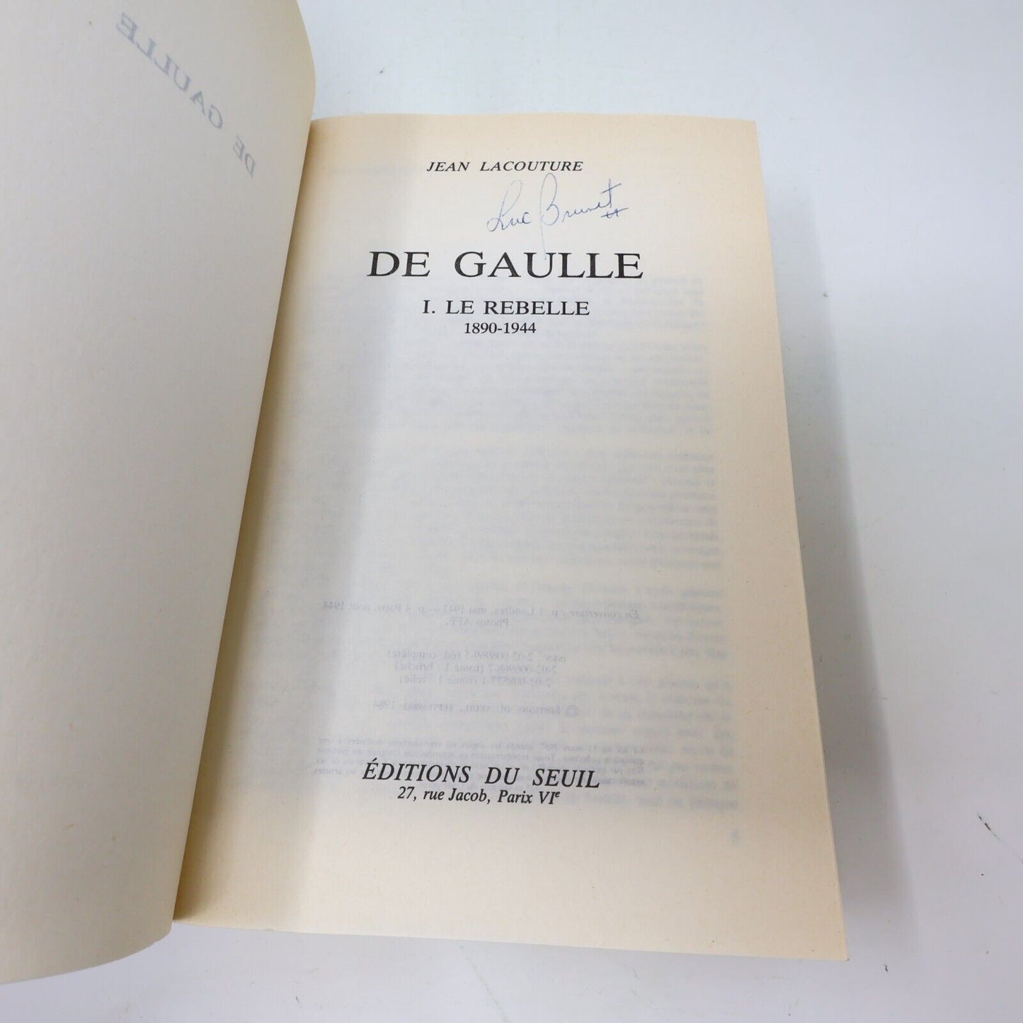 De Gaulle #1-2 Jean Lacouture Histoire France Lot 2 Livres Français French Seuil