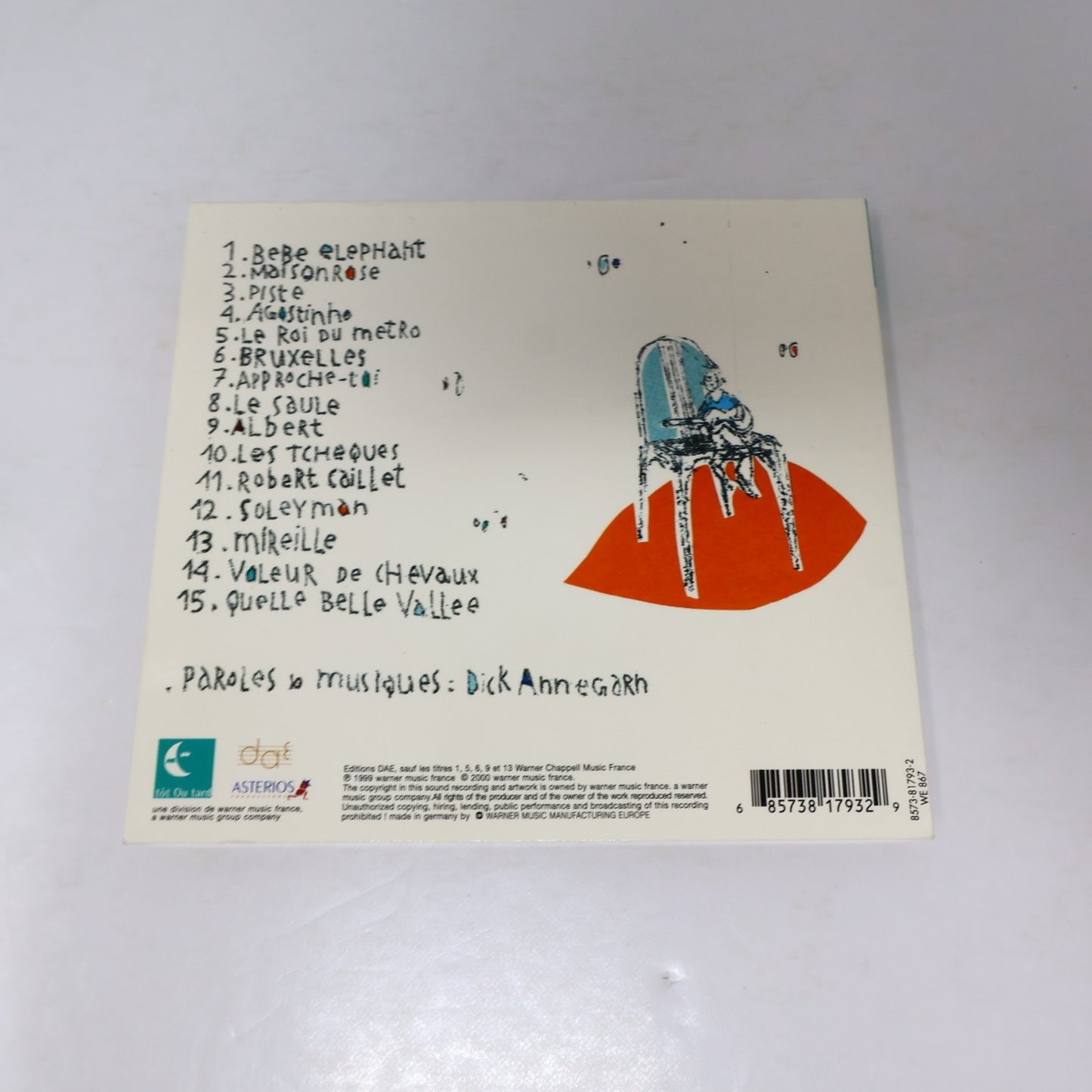 Dick Annegarn Lot 2 CD Tôt Ou Tard Approche-Toi/Au Cirque D'Hiver Bébé Éléphant
