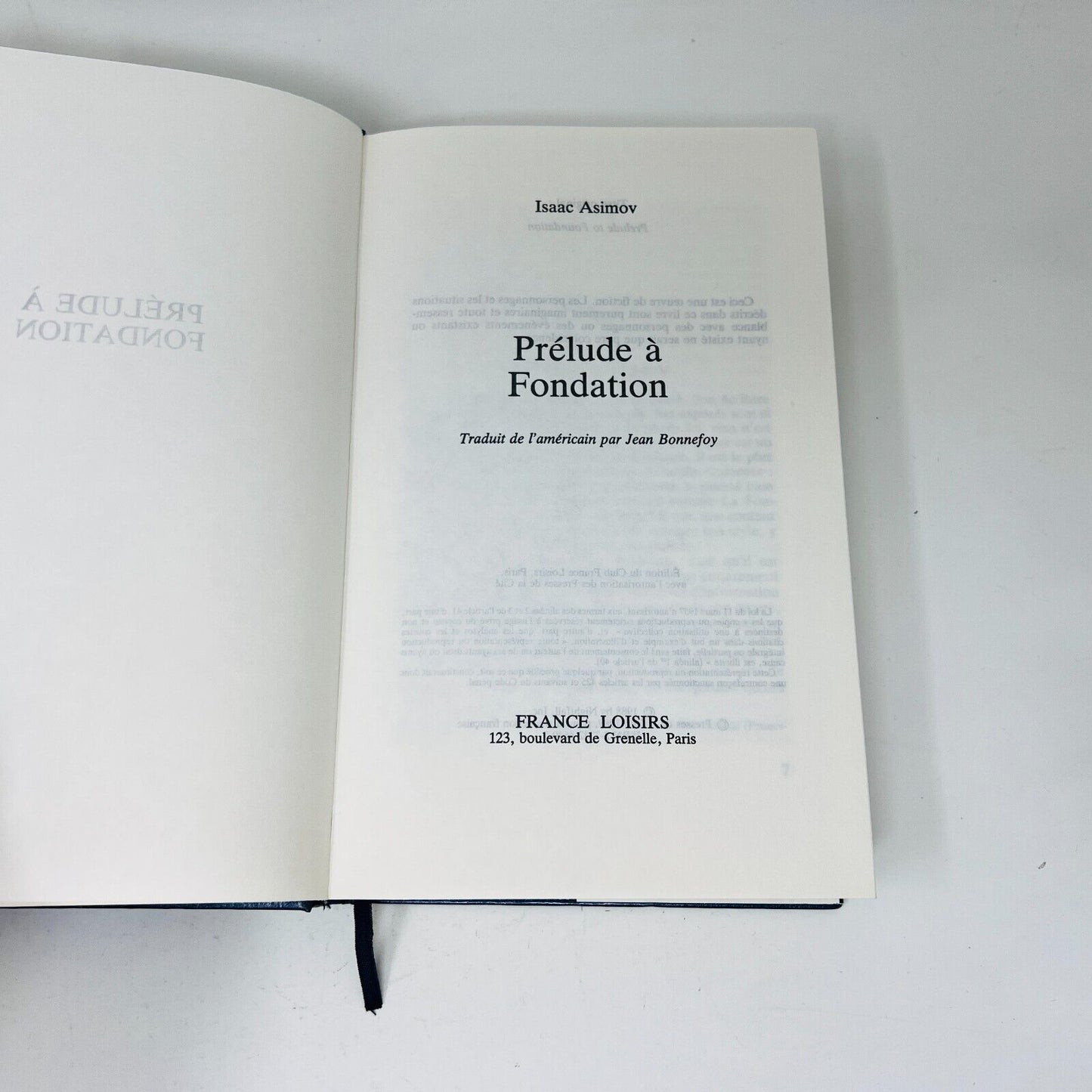 1989 Prélude à Fondation de Isaac Asimov Club France Loisirs Sci-fi Français HC