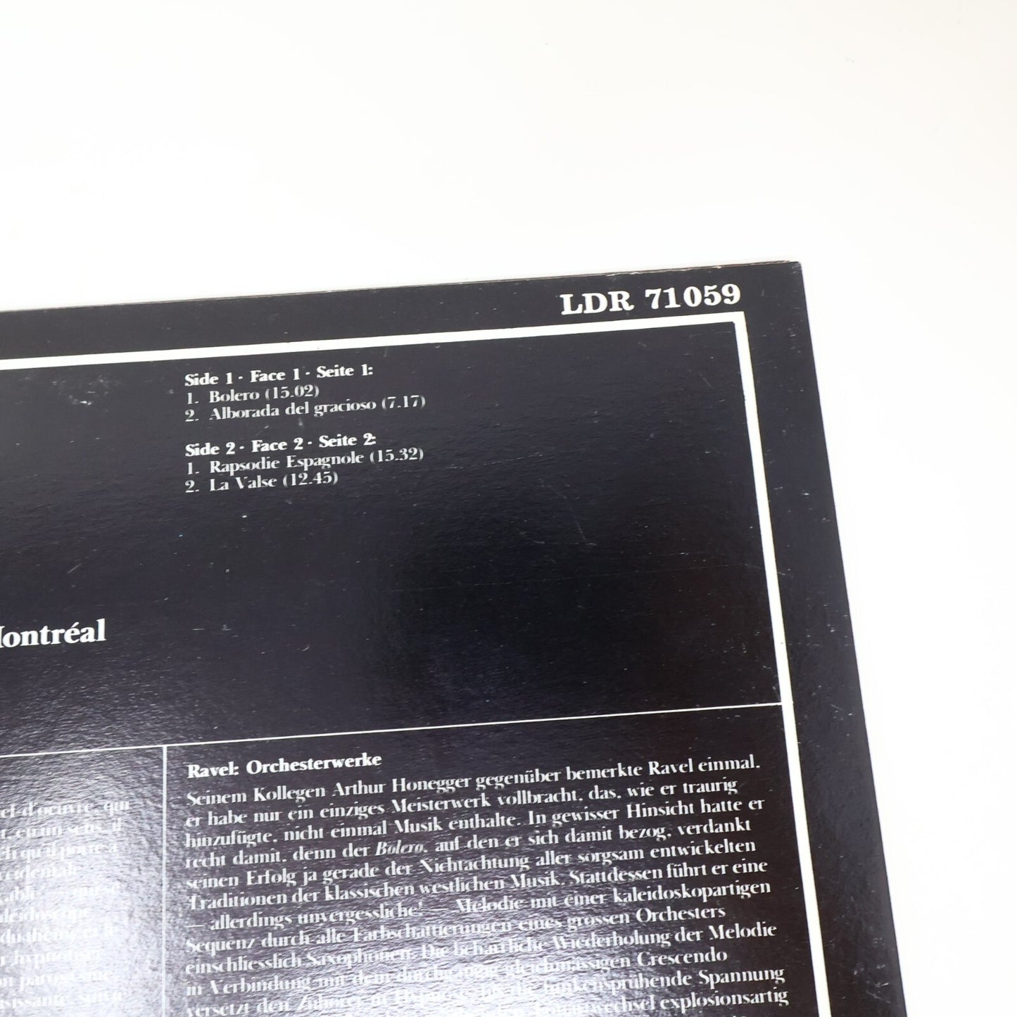 Ravel Bolero/La Valse/Rapsodie Espagnole Charles Dutoit Record Vinyl LDR 71059
