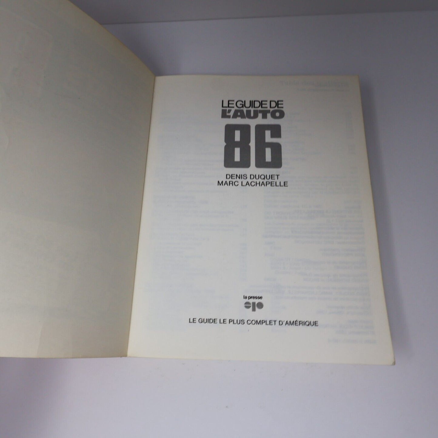 1985 Le Guide de l'Auto 86 1986 Duquet/Lachapelle/Duval Transports La Presse PB