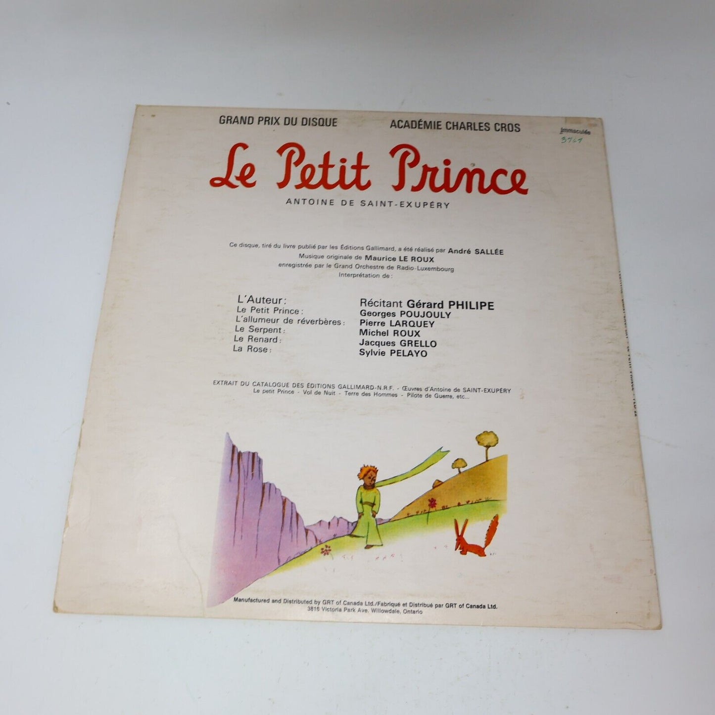 Antoine De Saint-Exupéry Le Petit Prince Disque LP Français Gérard Philipe Vtg