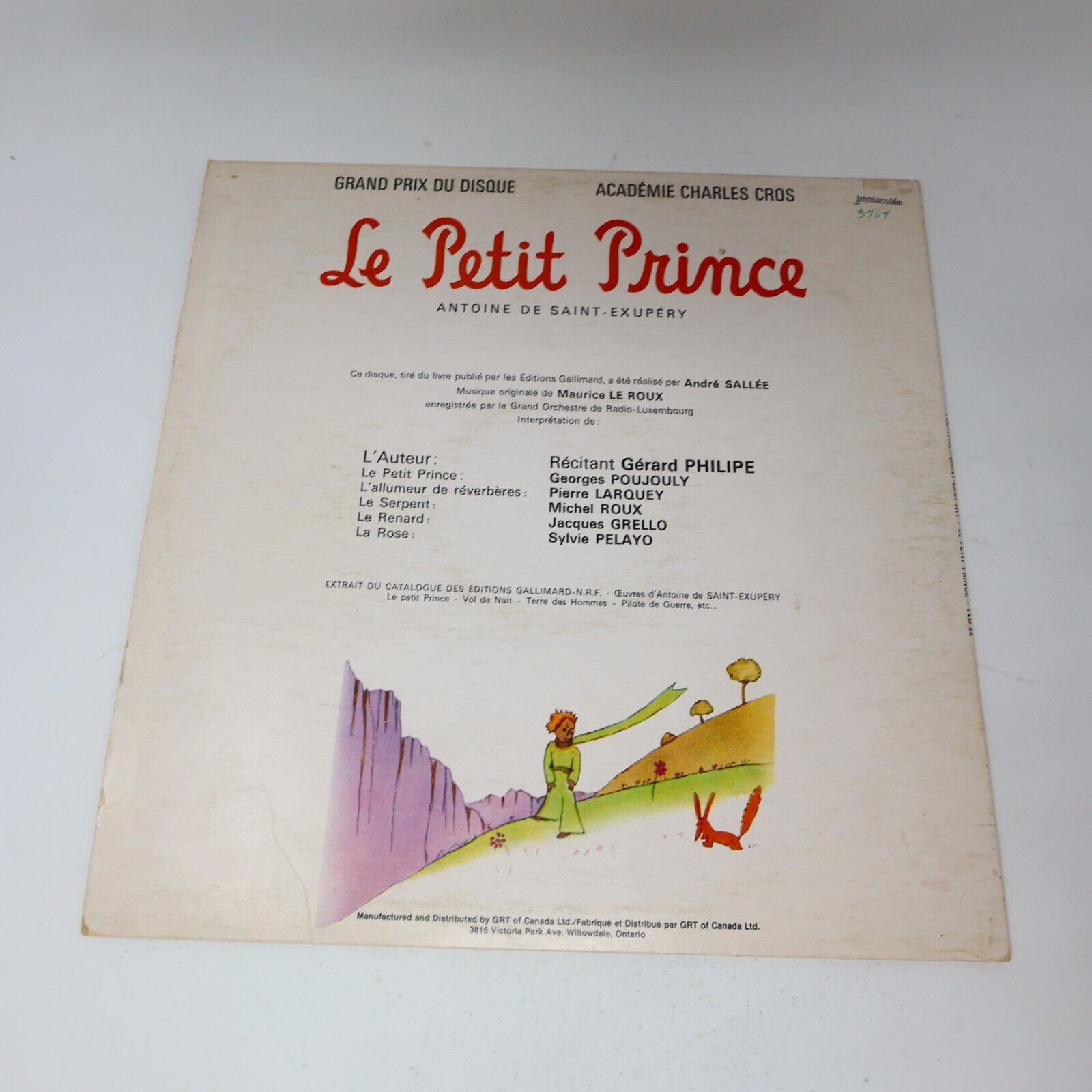 Antoine De Saint-Exupéry Le Petit Prince Disque LP Français Gérard Philipe Vtg