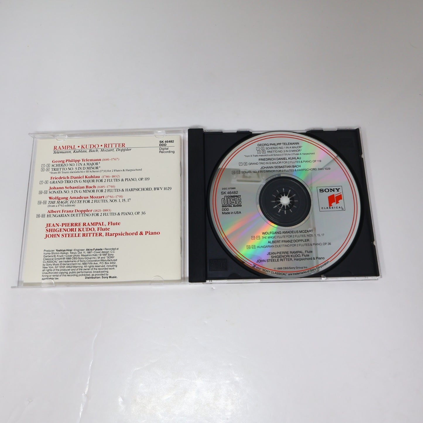 Rampal & Kudo Play Telemann/Kuhlau/Bach/Mozart/Doppler CD Ritter Sony SK 46 482