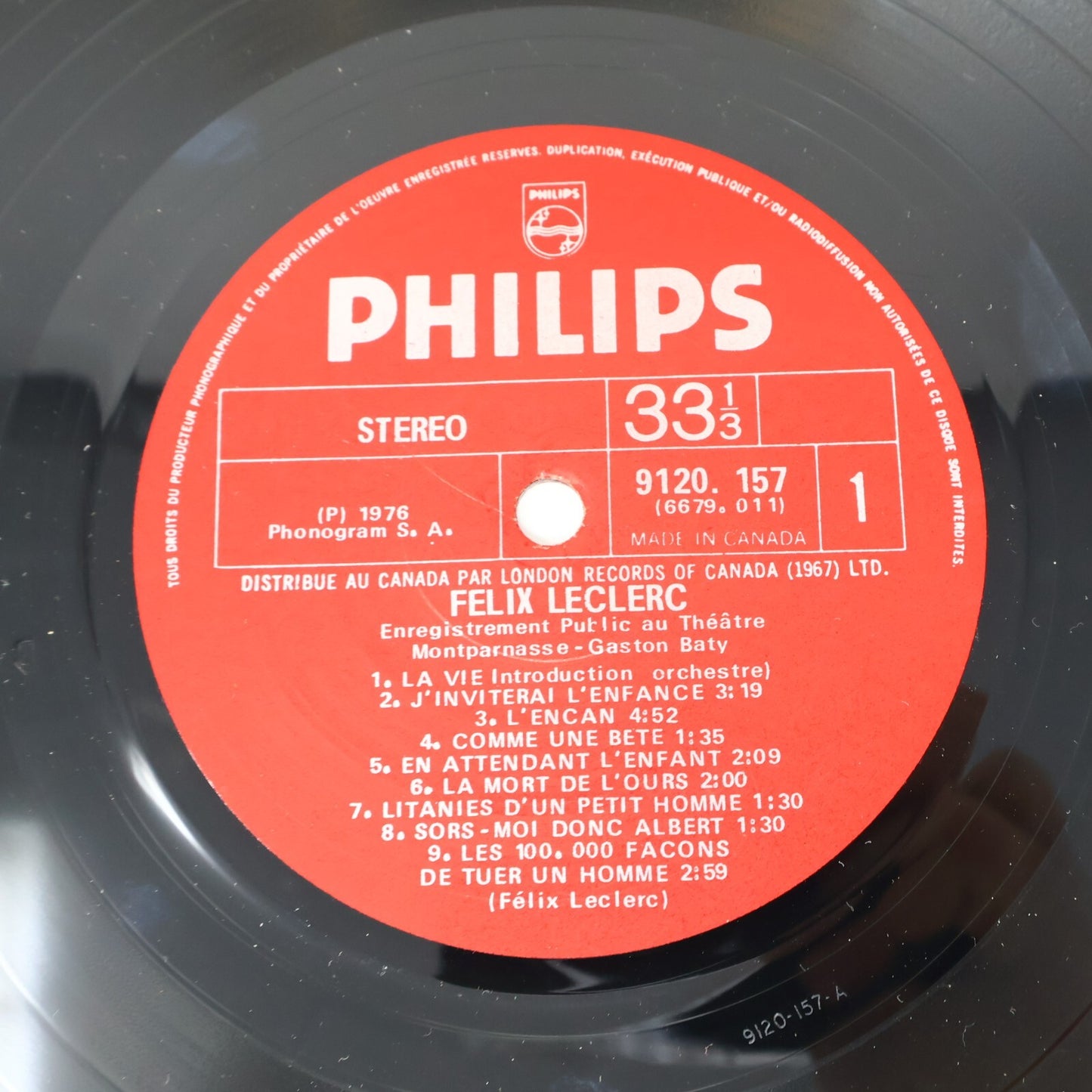 Félix Leclerc Lot 4 Disques Mon Fils/Chansons Dans La Mémoire Longtemps Record