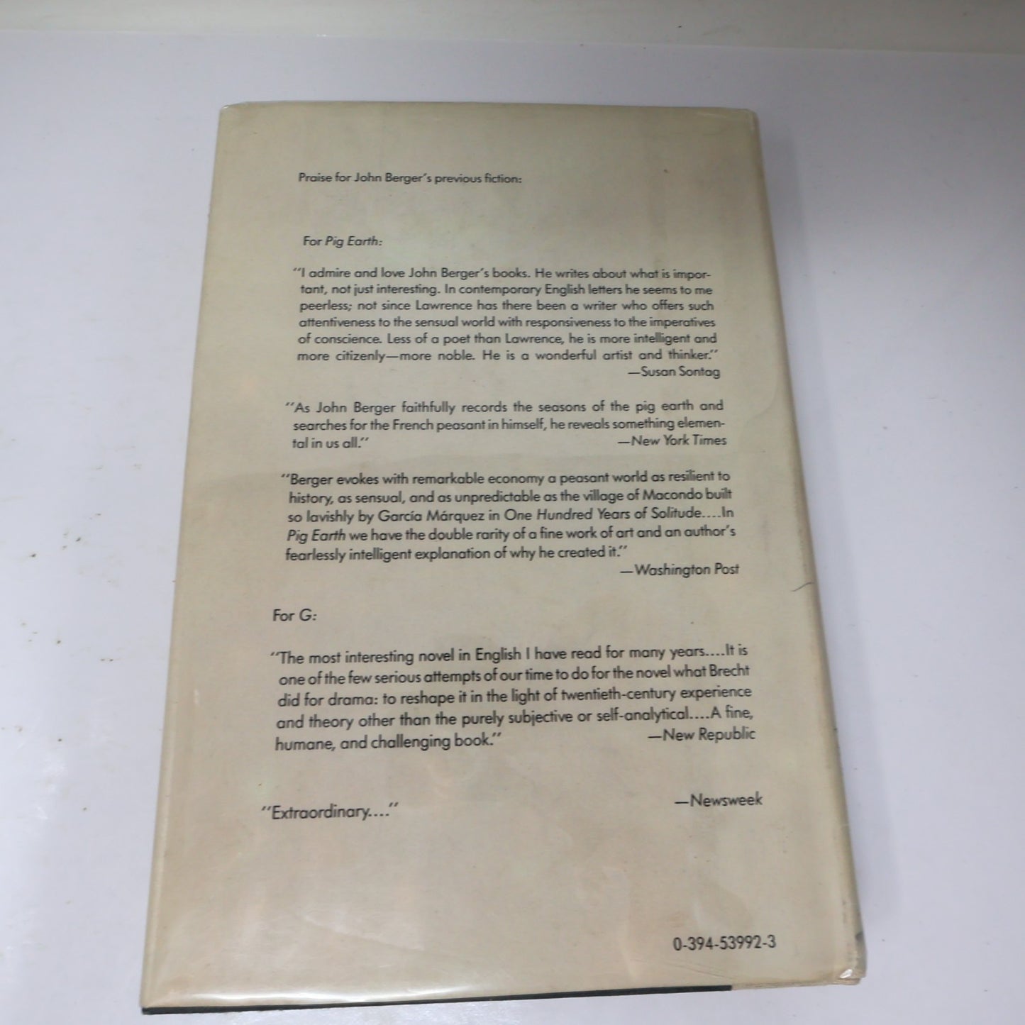 Once in Europa John Berger 1987 HC Litterature 1st Edition Hardcover Book 80s DJ