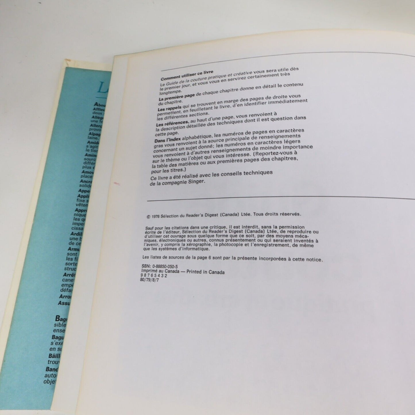1976 Guide de la Couture Pratique et Créative Reader's Digest Français Hardcover