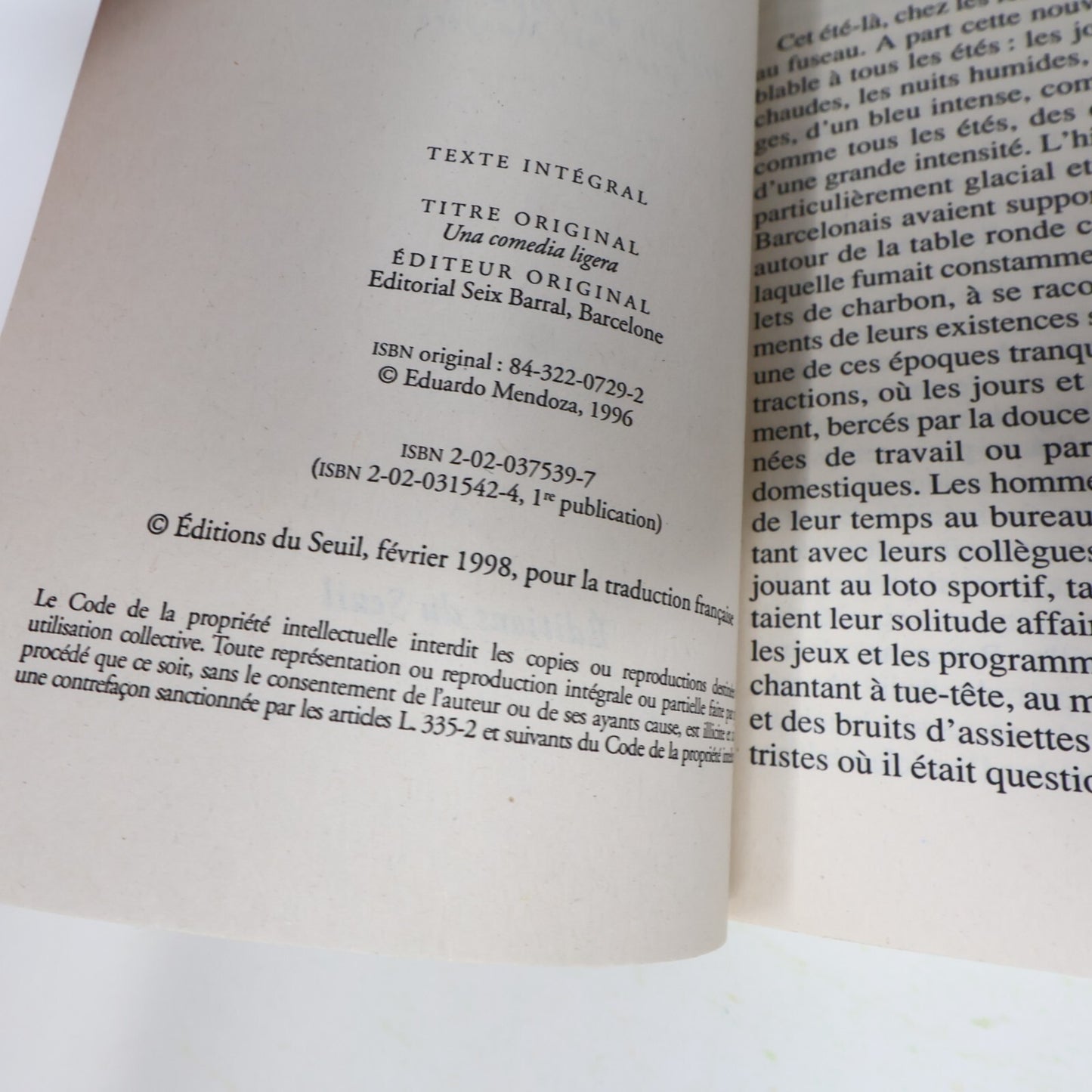 Eduardo Mendoza Lot 2 Livres Le Mystère de la Crypte Ensorcelée/Comédie Légère