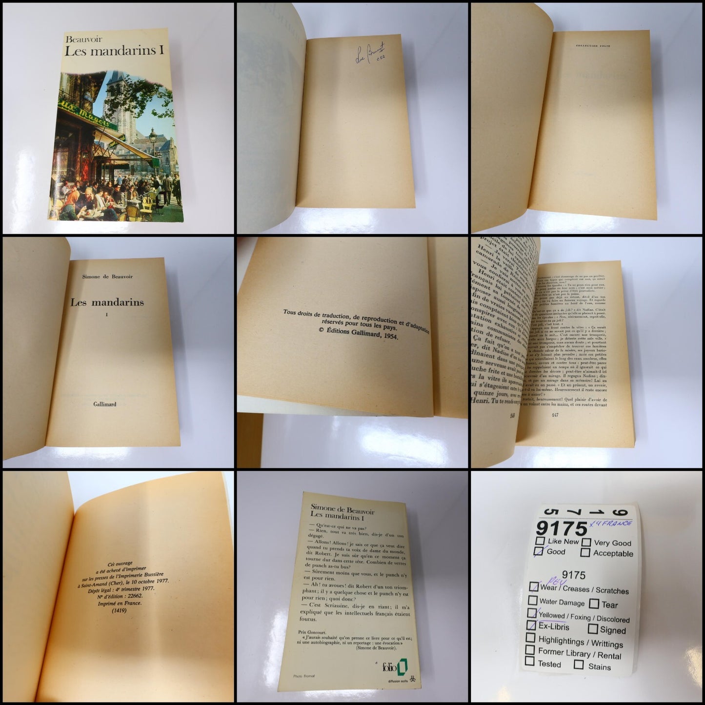 Simone de Beauvoir Lot 4 Livres La Force des Choses 1-2/Les Mandarins 1-2 Roman