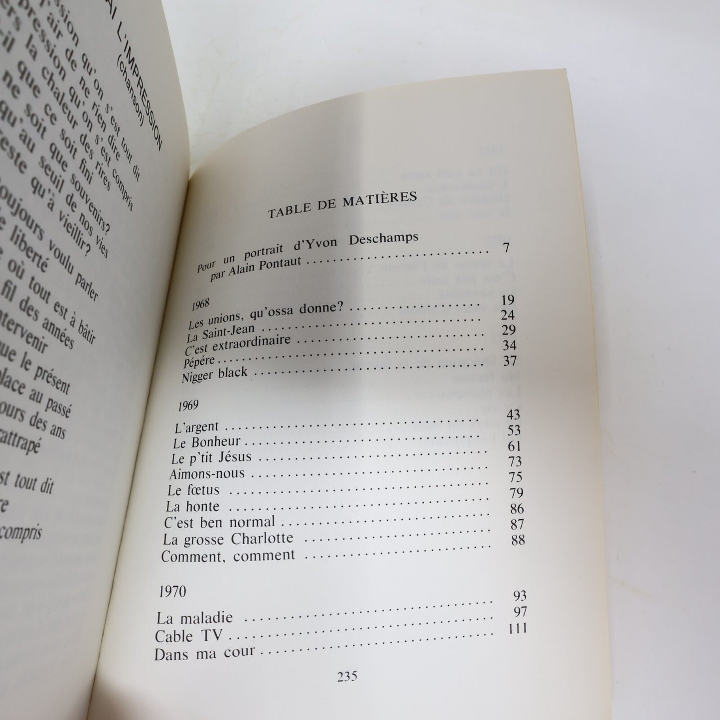 1973 Monologues Yvon Deschamps Leméac Humour Québec Français Paperback Livre 70s