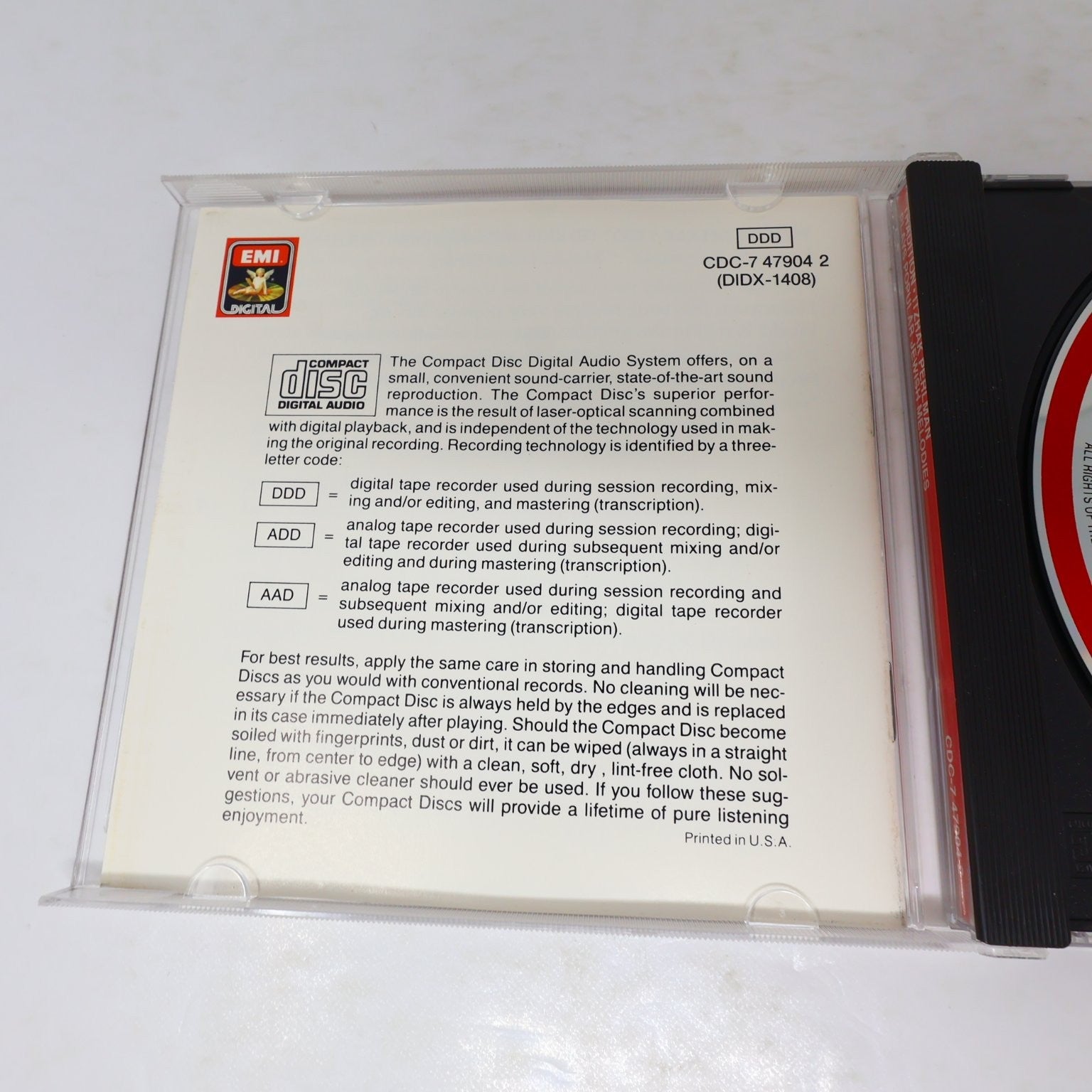 Itzhak Perlman Tradition CD 1987 EMI Digital Popular Jewish Melodies Dov Seltzer