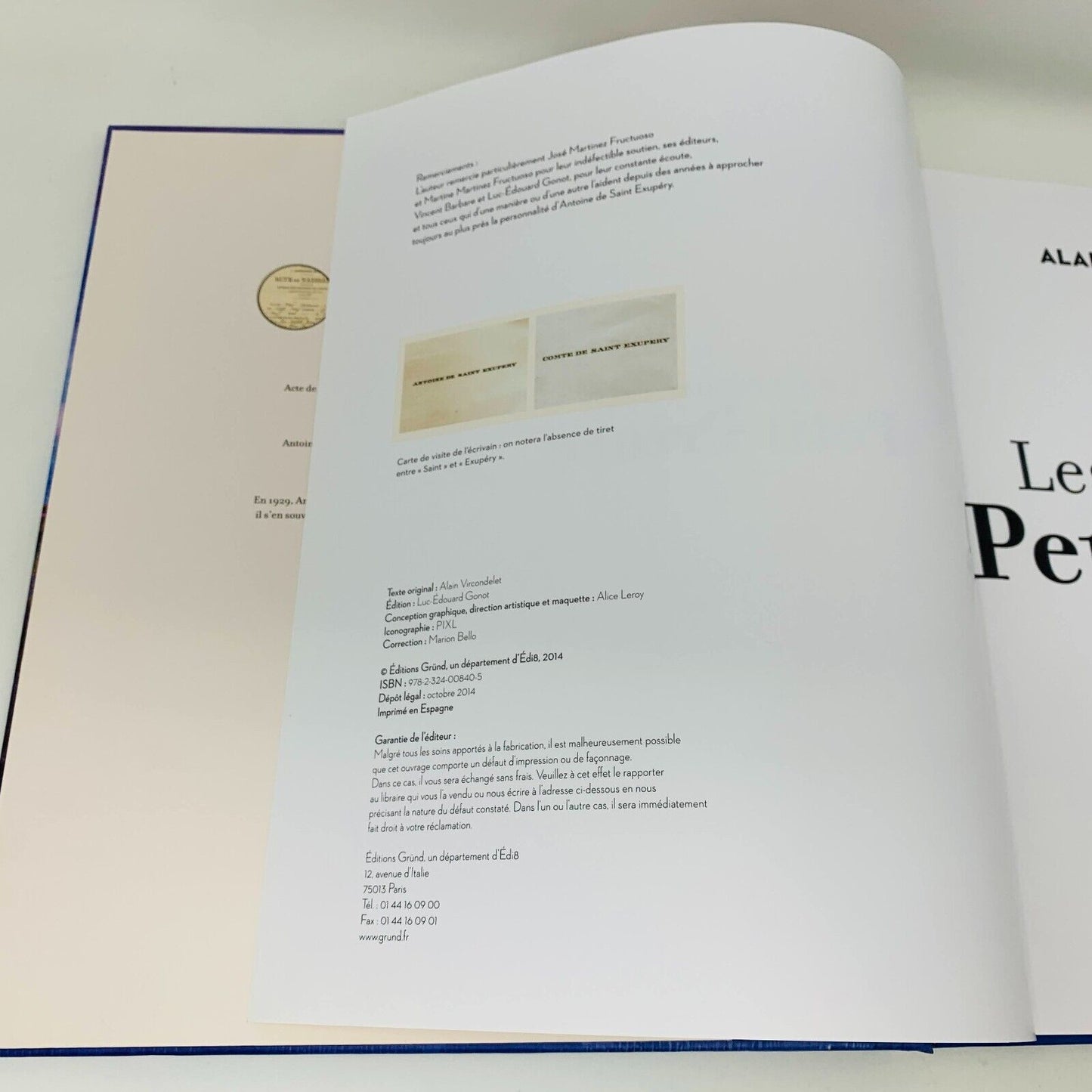 2014 Les Trésors du Petit Prince Archives de la Succession Saint Exupéry Grund