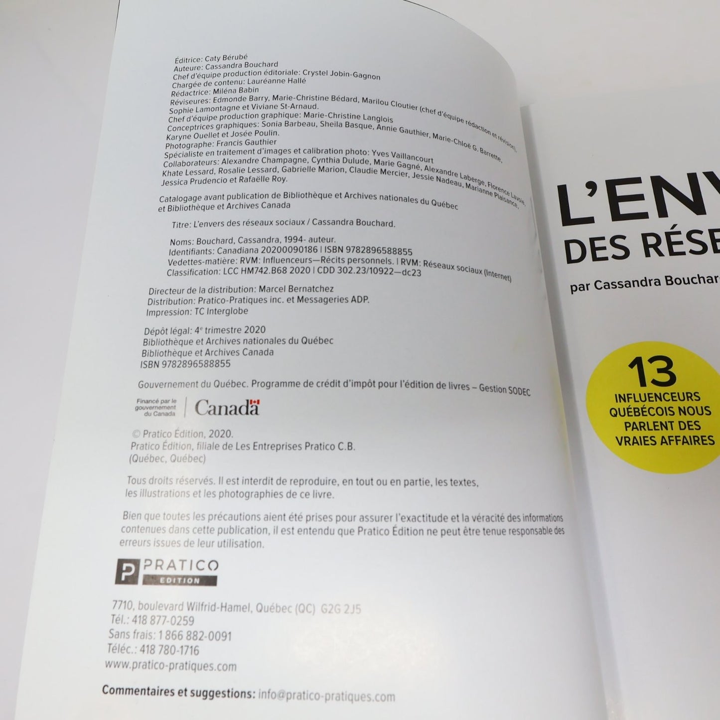 L'Envers des Réseaux Sociaux Cassandra Bouchard 2020 Pratico 13 Influenceurs