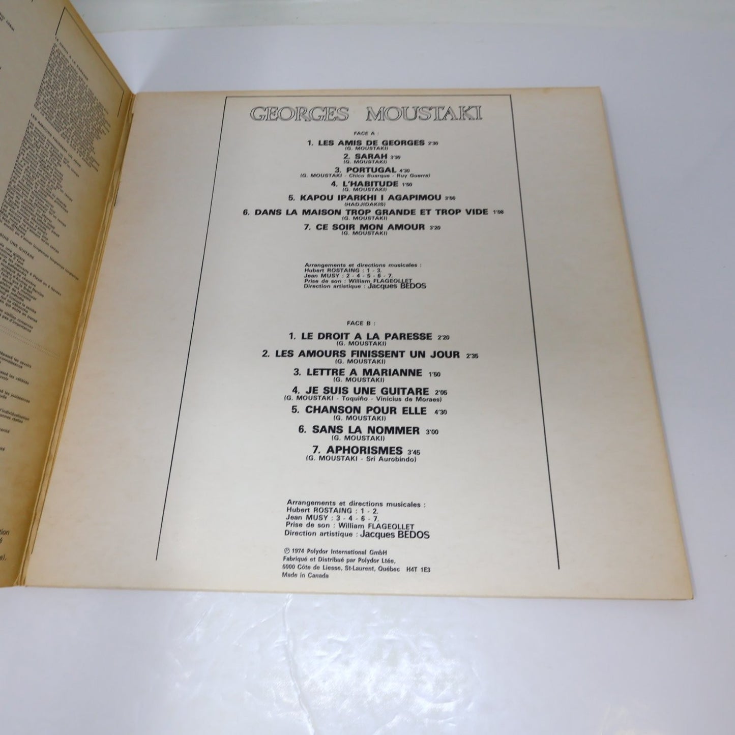 Georges Moustaki Lot 2 Disques Éponymes/Self Titled LP Record Polydor 1971-1974