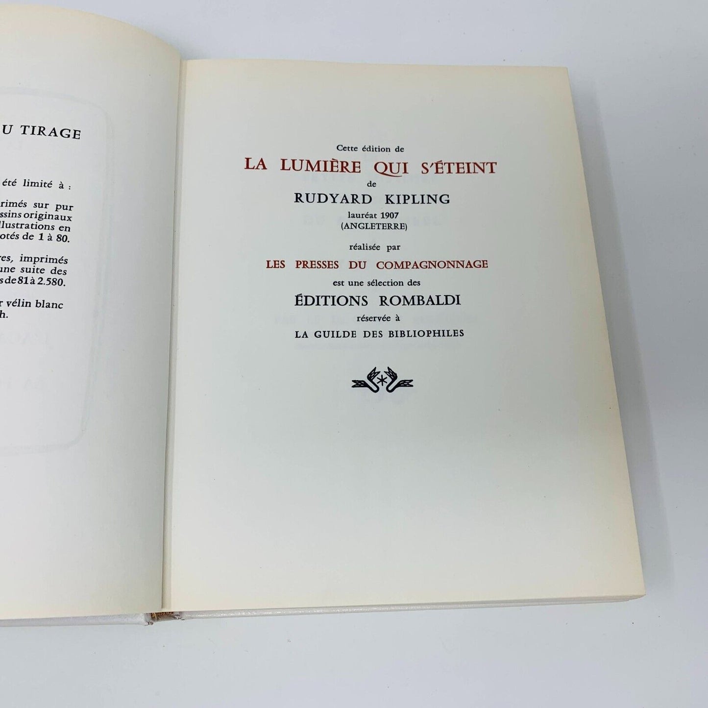 1960 La Lumière qui s'Éteint Rombaldi Nobel Rudyard Kipling Picasso Cover French
