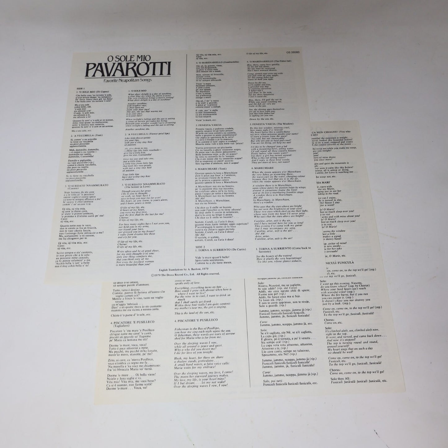 Luciano Pavarotti O Sole Mio Favorite Neapolitan Songs LP Record Vinyl OS 26560
